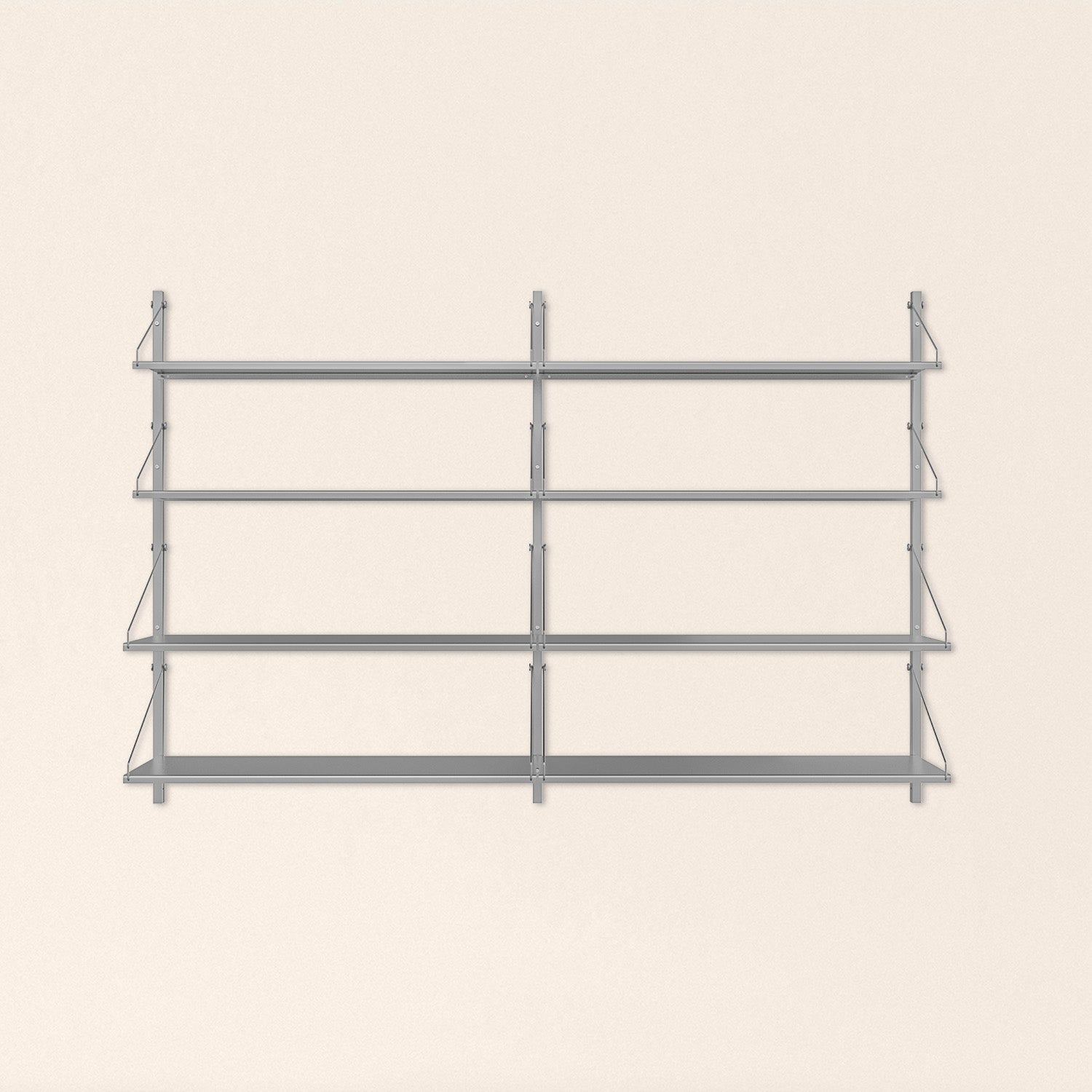 Goodee-Frama-Shelf Library Stainless Steel | Double Section - Size - 4 Shelves