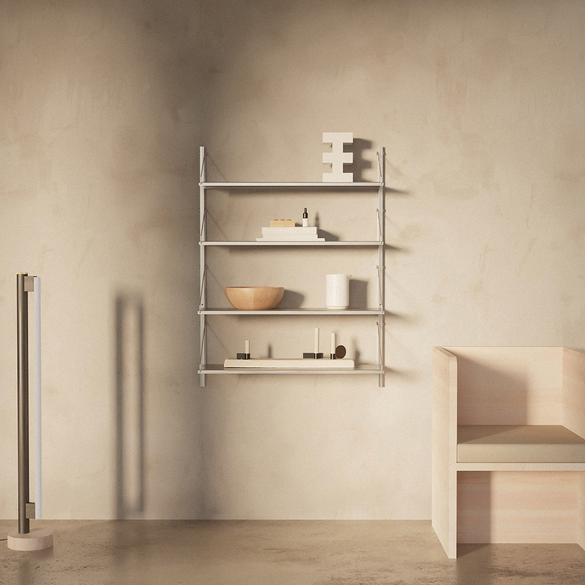 Goodee-Frama-Shelf Library Stainless Steel | Single Section - Size - 4 Shelves