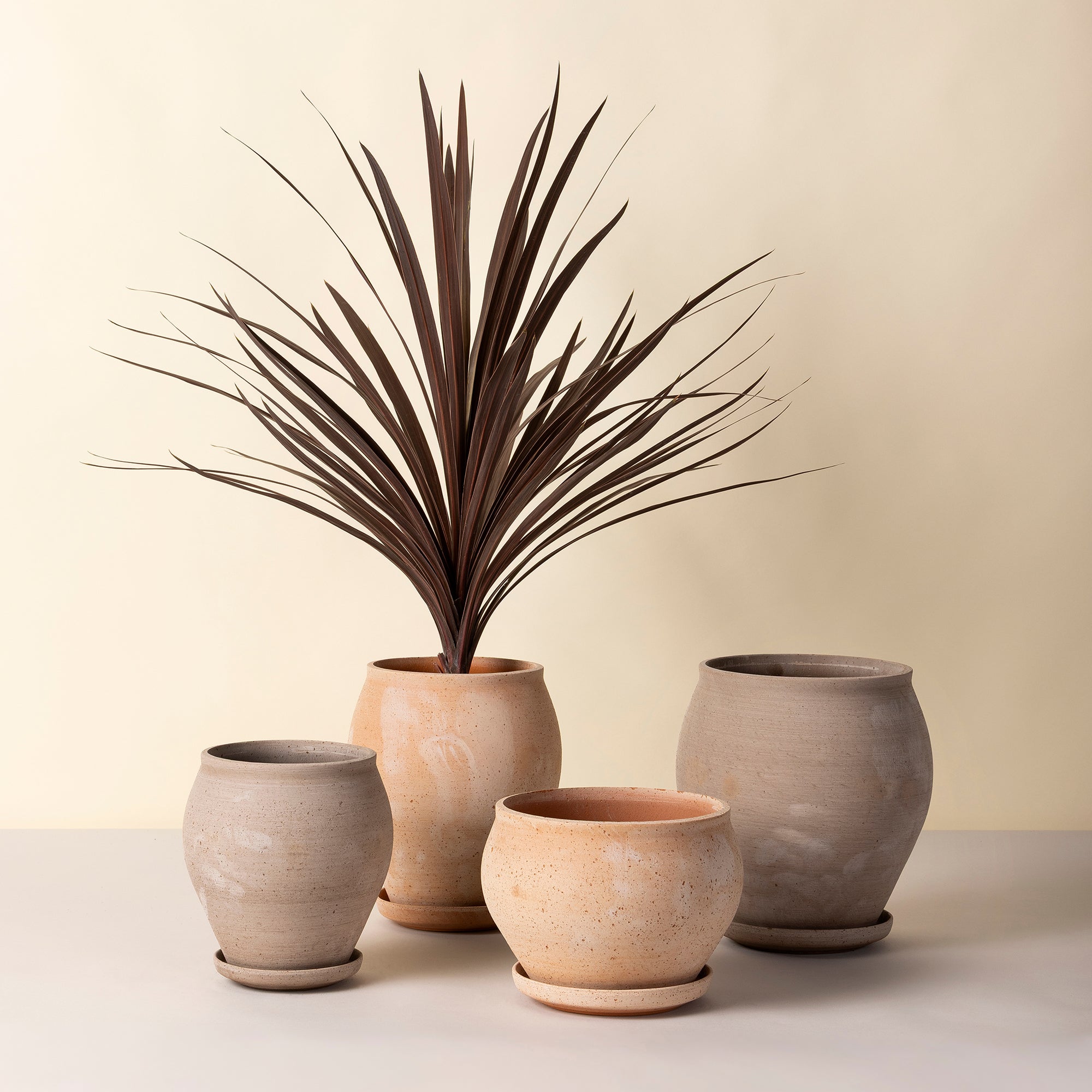 Goodee-Bergs Potter-Delphi Planter & Saucer - Color - Raw Grey Raw Rosa