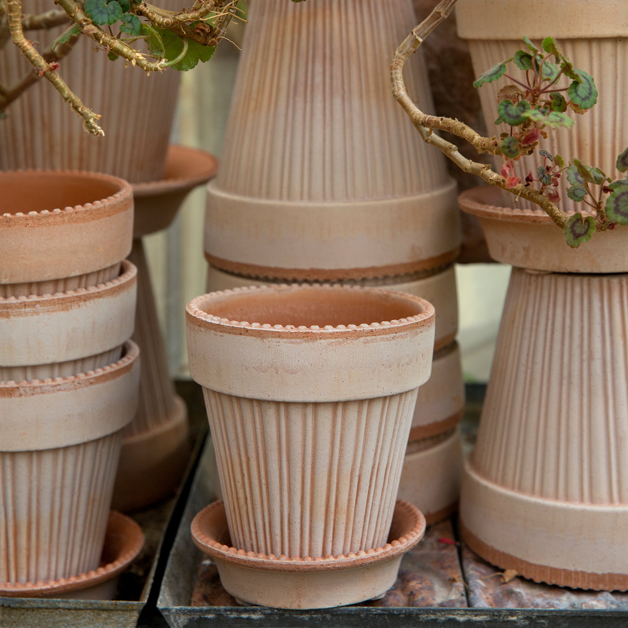 Goodee-Bergs Potter-Simona Ø18 Planter & Saucer Gift Set - Color - Raw Rosa