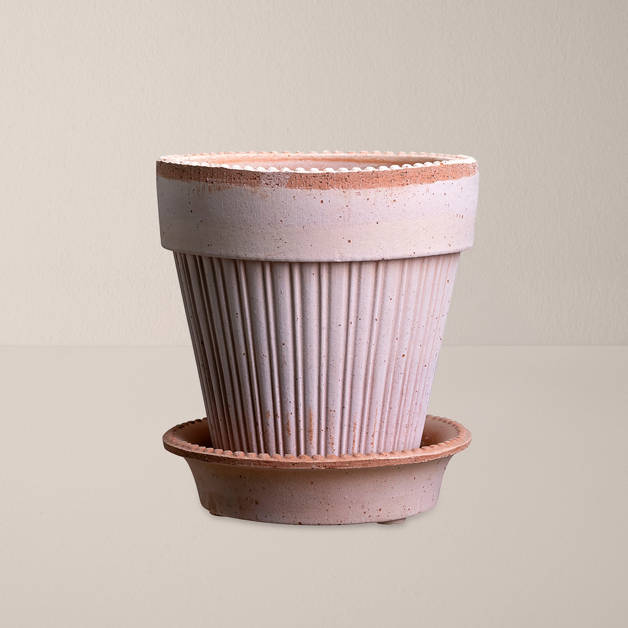 Goodee-Bergs Potter-Simona Ø18 Planter & Saucer Gift Set - Color - Raw Rosa