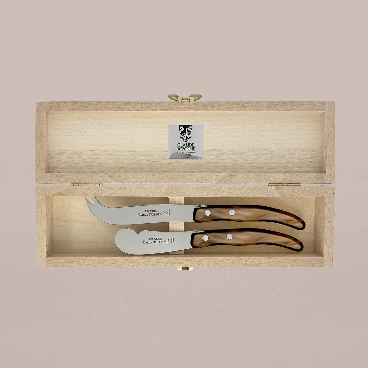 Goodee-Claude Dozorme-2-Piece Butter & Cheese Knife Set - Cappuccino - Color - Cappuccino
