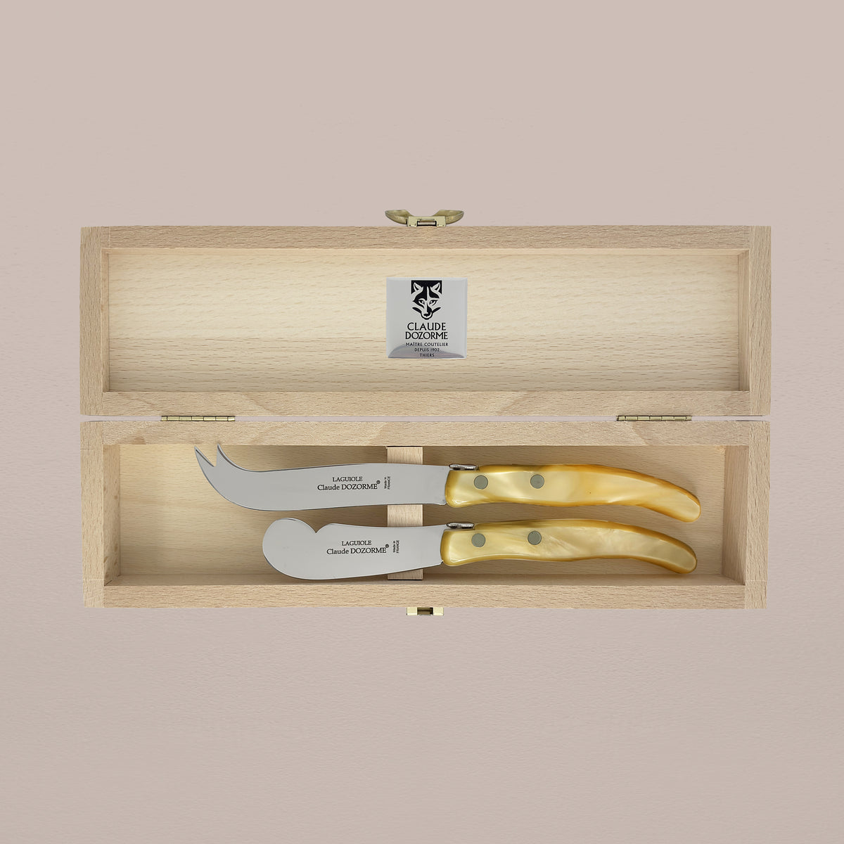 Goodee-Claude Dozorme-2-Piece Butter & Cheese Knife Set - Natural Pearl - Color - Natural Pearl