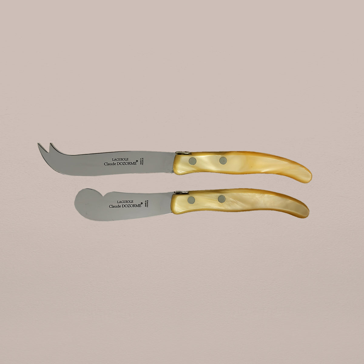 Goodee-Claude Dozorme-2-Piece Butter & Cheese Knife Set - Natural Pearl - Color - Natural Pearl