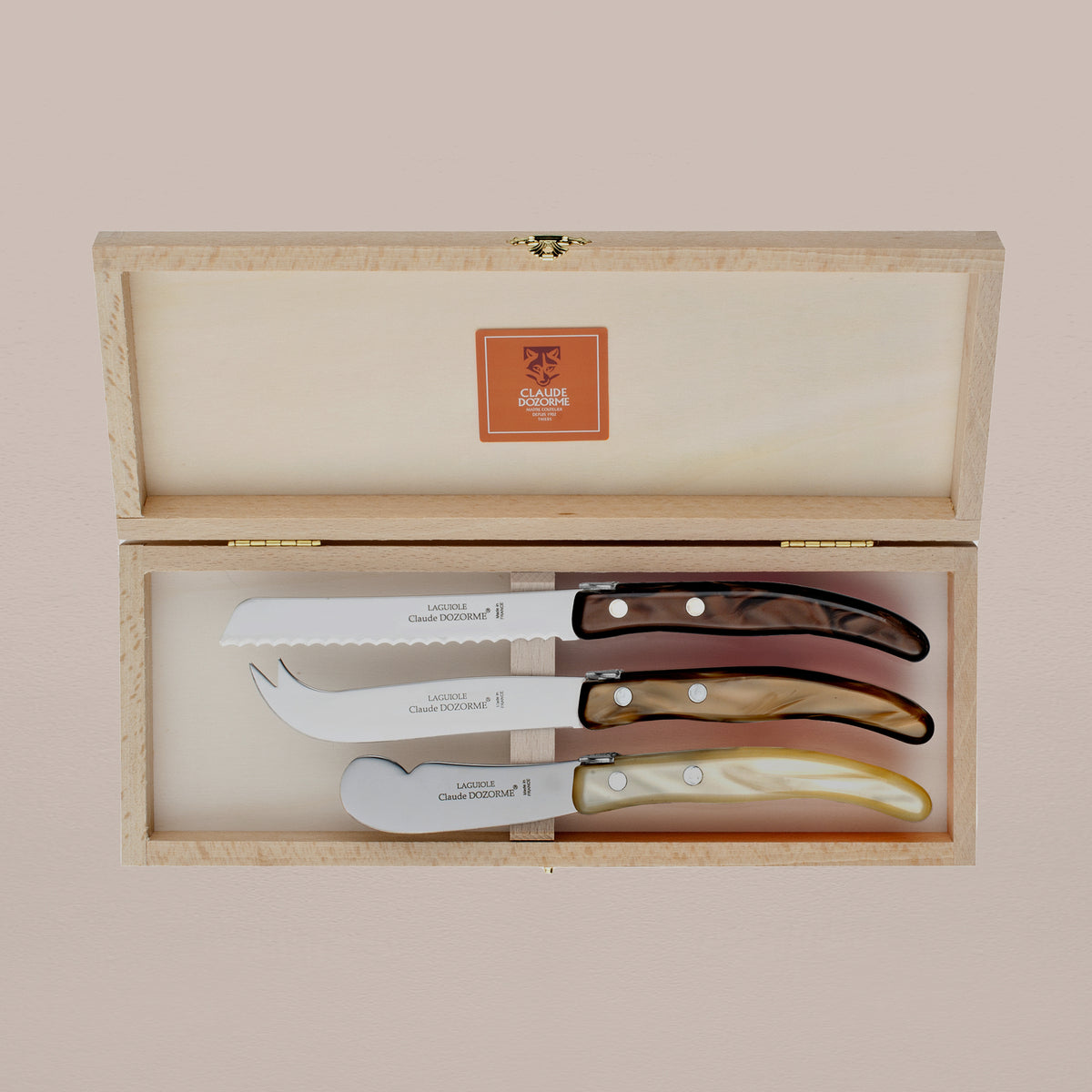 Goodee-Claude Dozorme-3-Piece Cheese Knife Set - Cafe Melange - Color - Cafe Melange