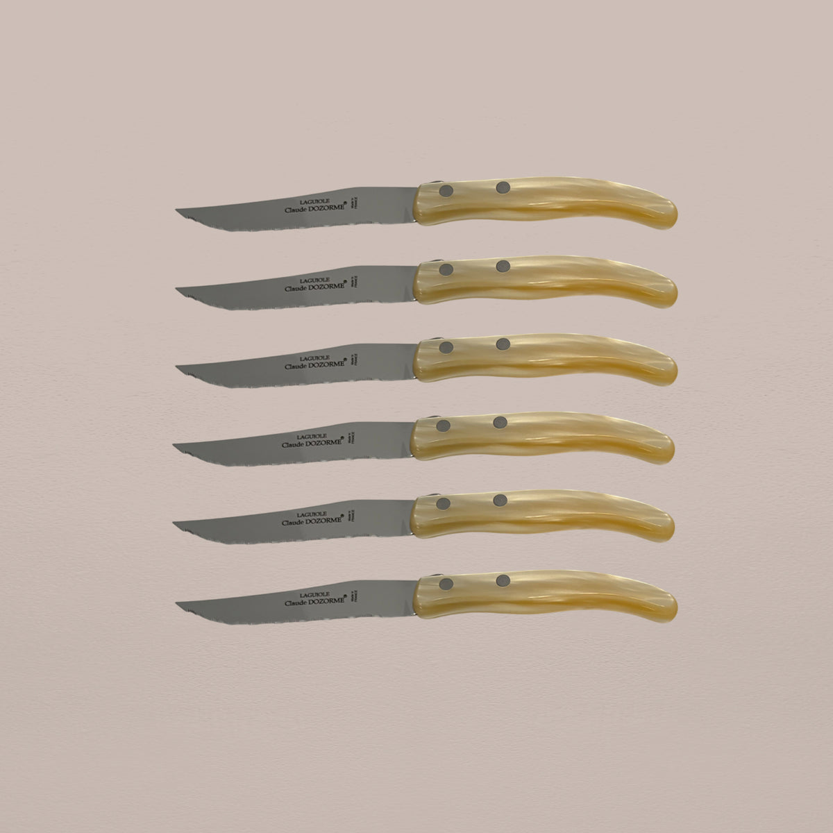 Goodee-Claude Dozorme-6-Piece Steak Knife Set - Natural Pearl- Color - Natural Pearl