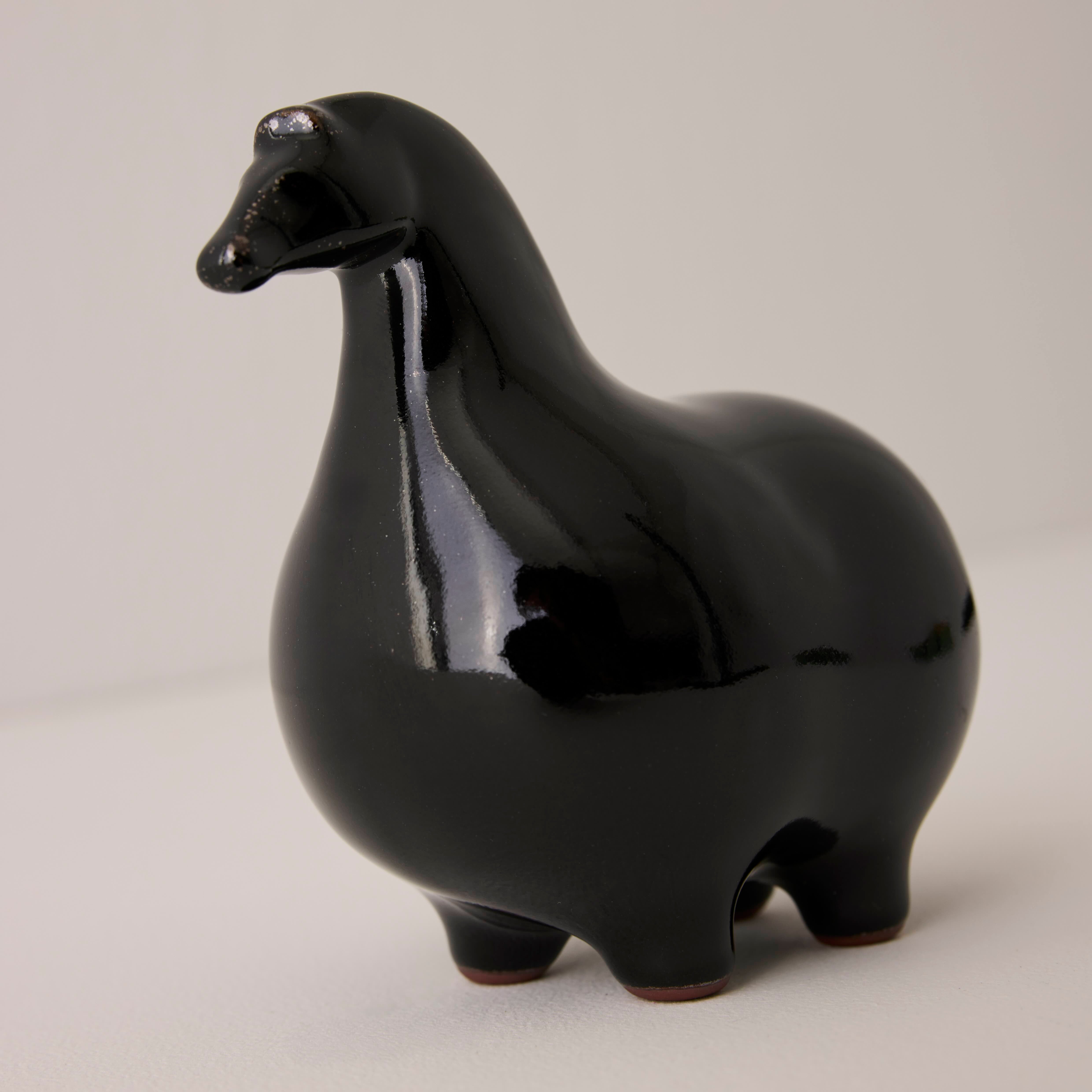 Goodee-Kashiwa Craft-Horse Ornament - Glazed - Color - Black