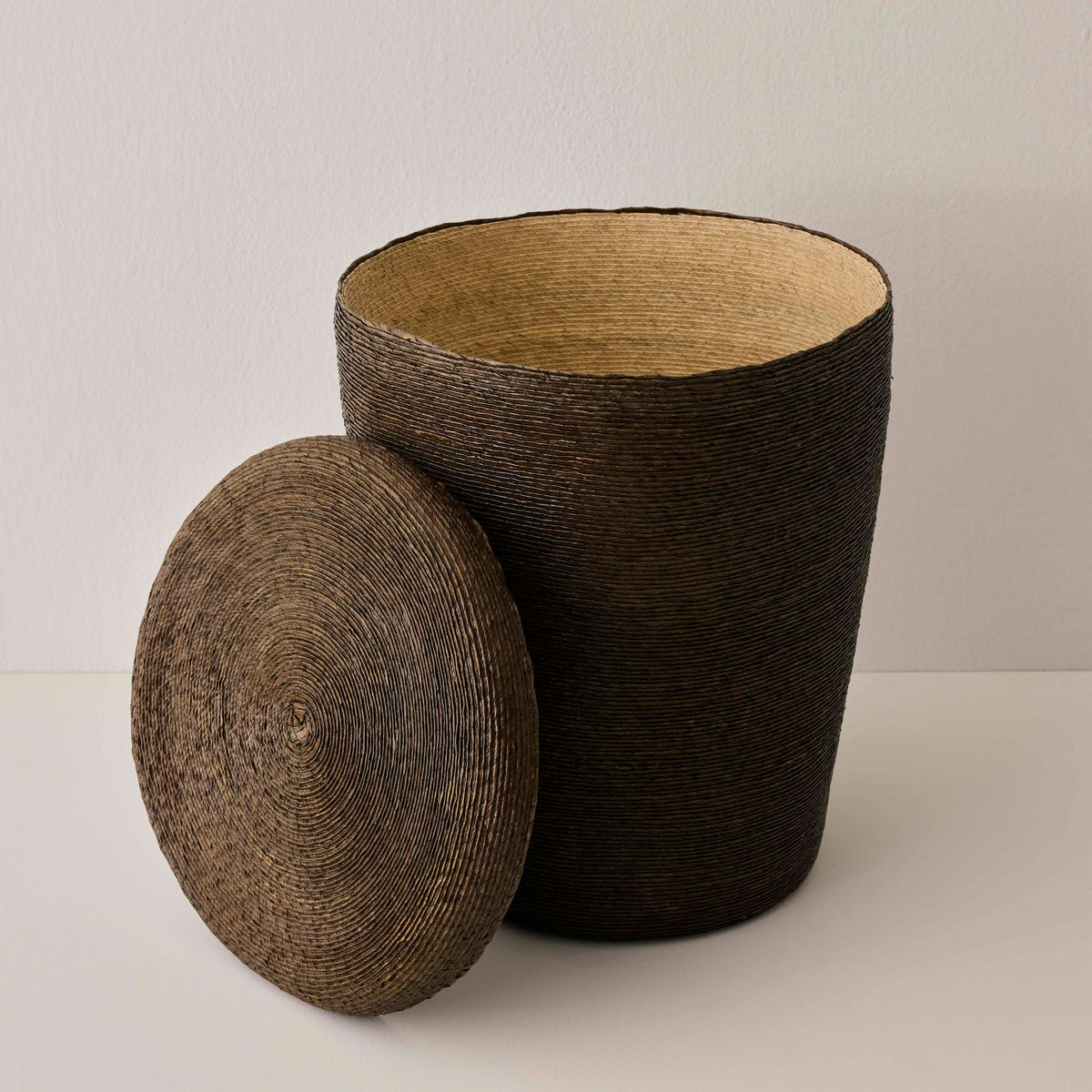 Goodee-Makaua-Tall Woven Lidded Hamper - Color - Cafe