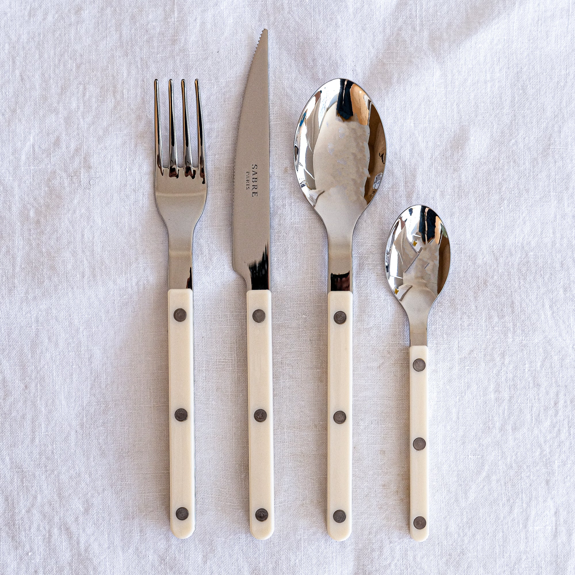 Goodee-Sabre Paris-Bistrot Solid Flatware - Set of 4 - Color - Ivory/Shiny