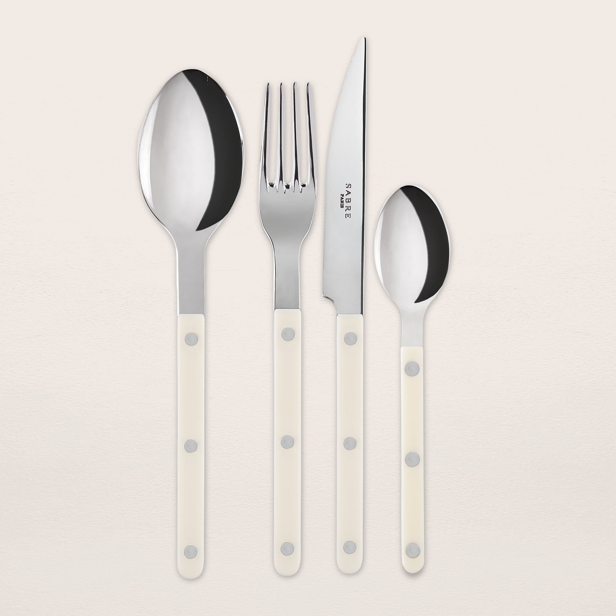 Goodee-Sabre Paris-Bistrot Solid Flatware - Set of 4 - Color - Ivory/Shiny