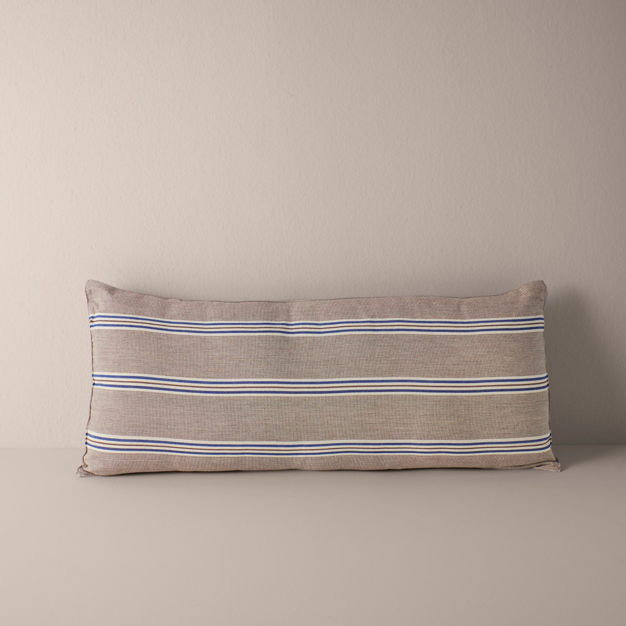 Goodee-Tensira-Kapok Lumbar Cushion - Color - Chocolate & Navy Stripe