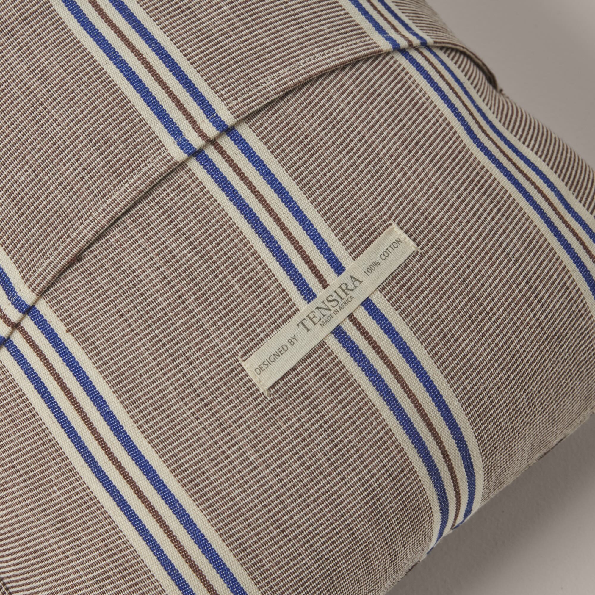 Goodee-Tensira-Kapok Lumbar Cushion - Color - Chocolate & Navy Stripe