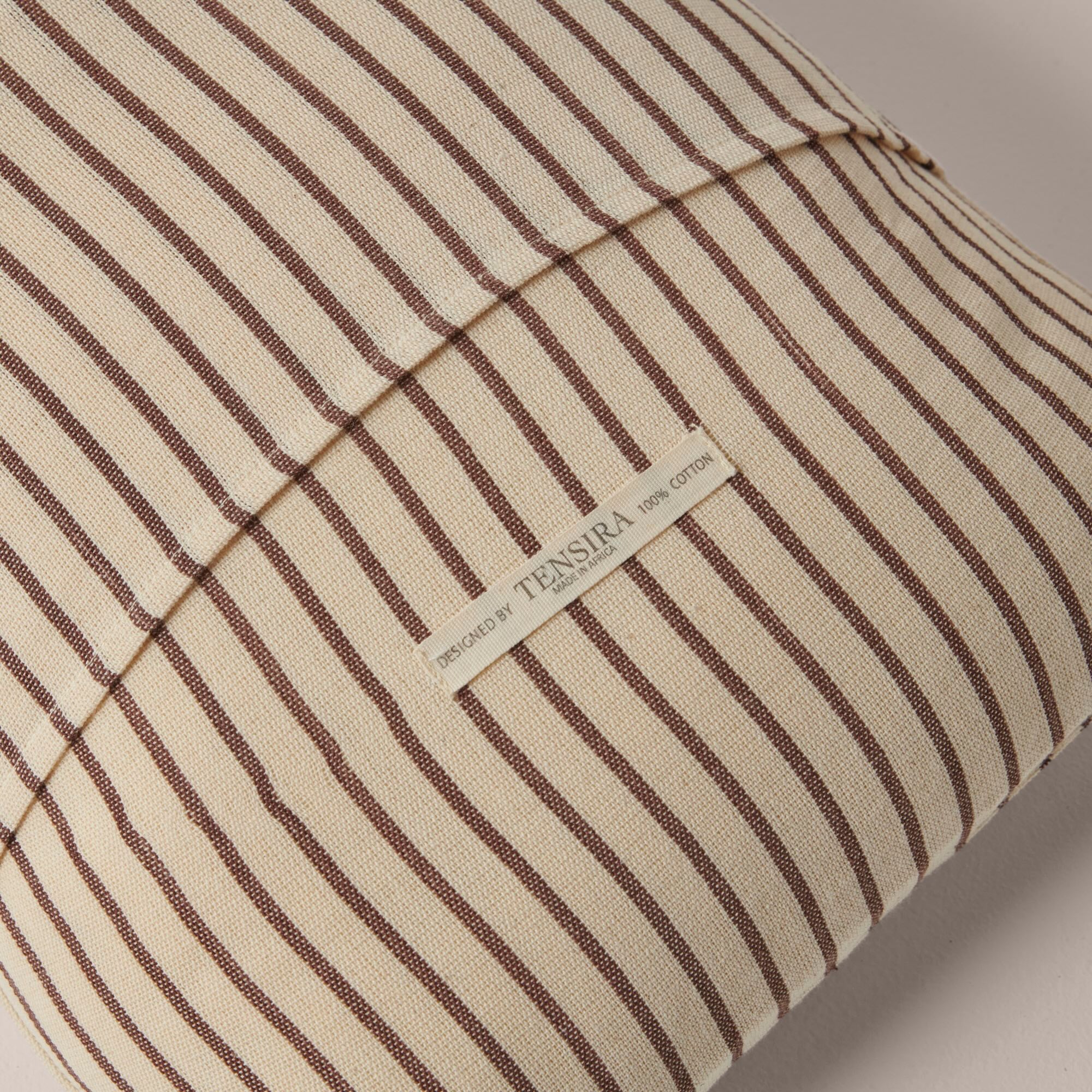 Goodee-Tensira-Kapok Lumbar Cushion - Color - Chocolate & Off-White Stripe