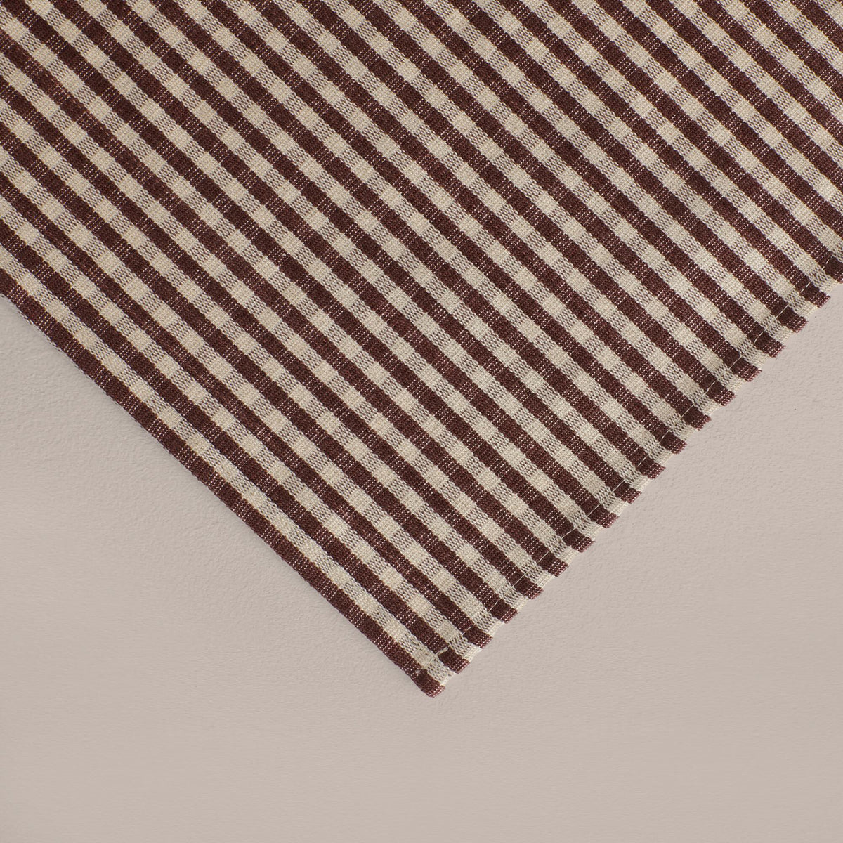 Goodee-Tensira-Hand-Dyed Cotton Napkins - Set of 4 - Color - Chocolate Gingham/Ecru
