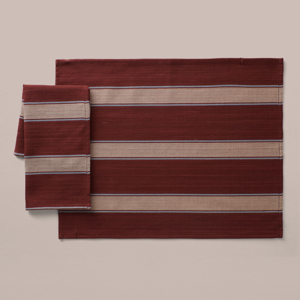 Goodee-Tensira-Hand-Dyed Cotton Napkins - Set of 4 - Color - Red/Ecru/Blue