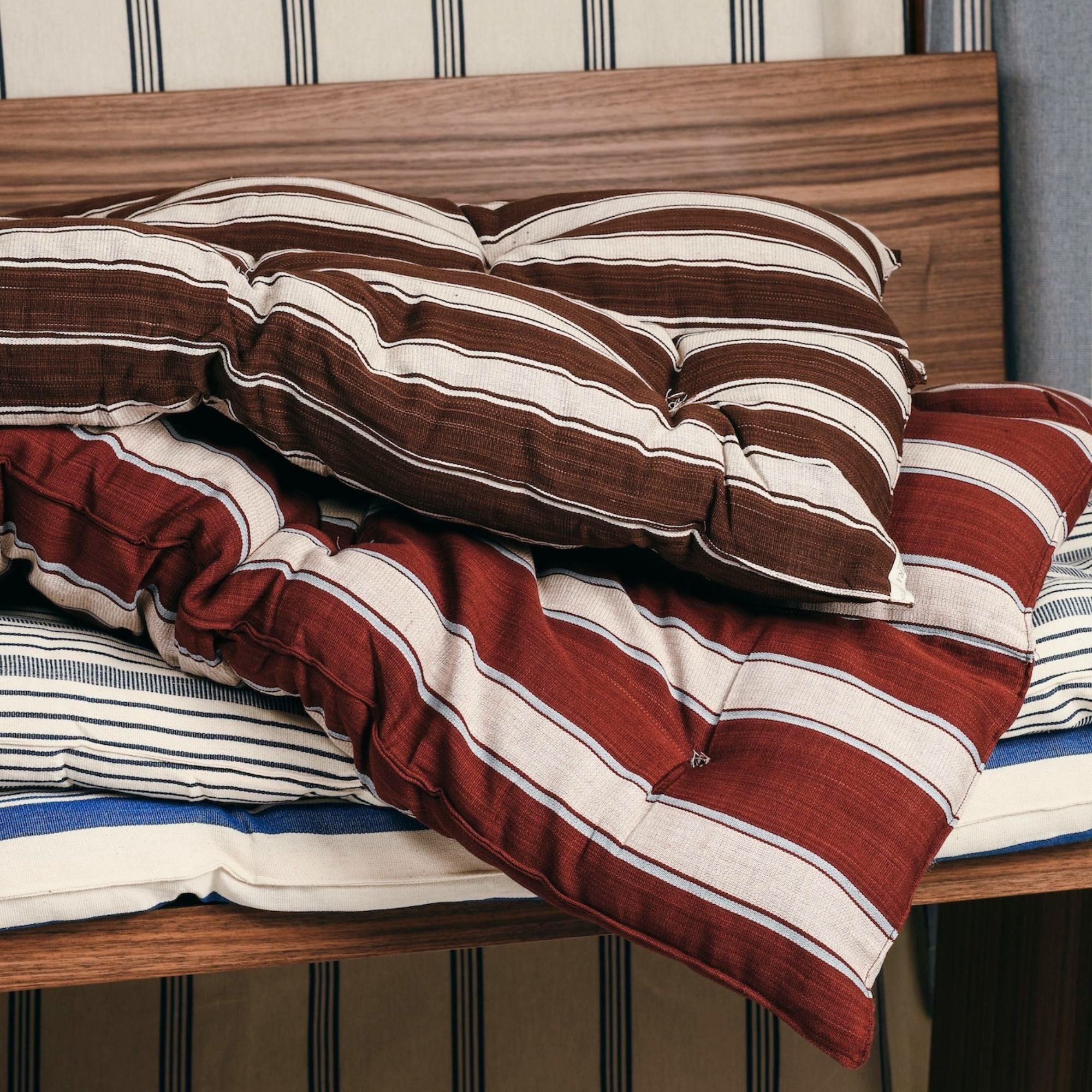 Goodee-Tensira-Kapok Foldable Lounge Cushion - Color - Red/Ecru/Blue