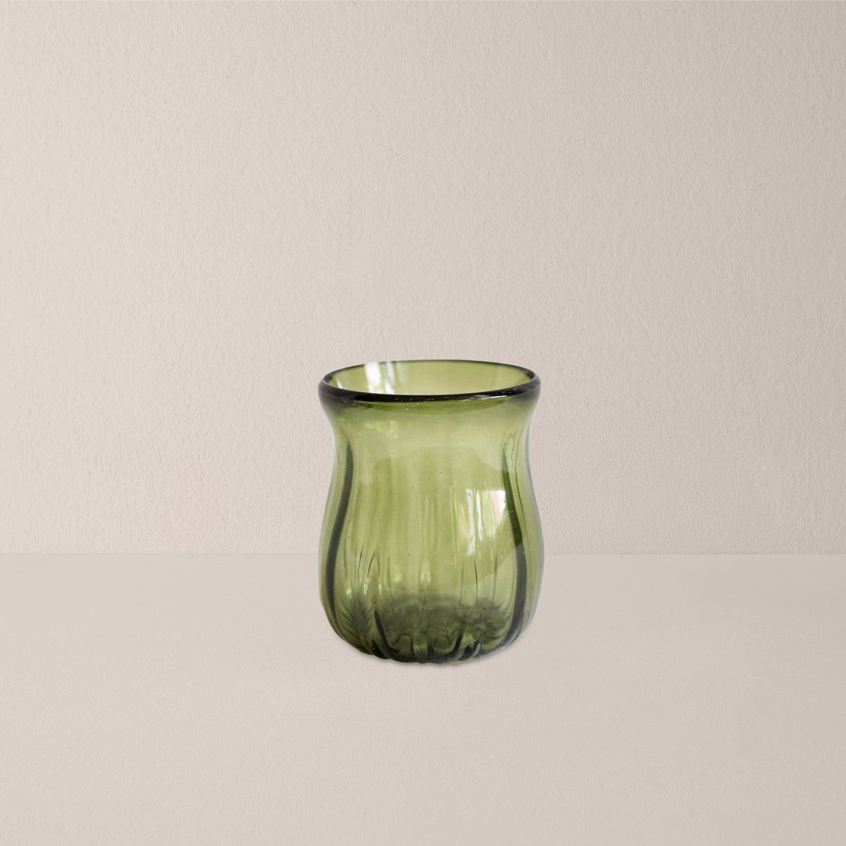 Goodee-Volverde-Glass Petal Hurricane Candle Lantern - Color - Olive
