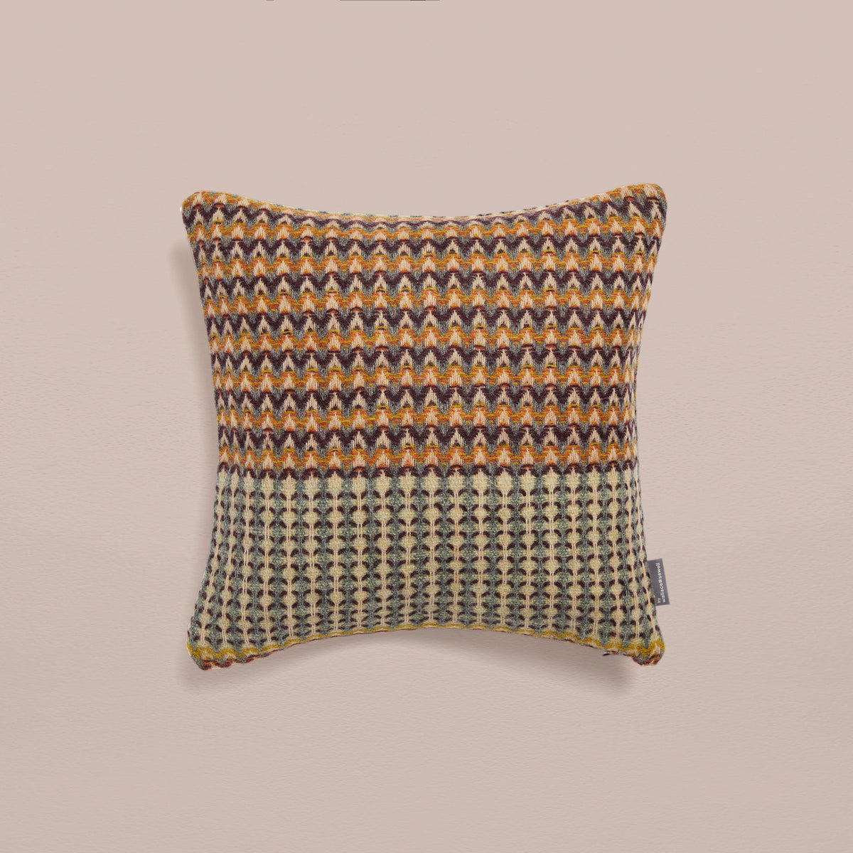 Goodee-Wallace Sewell-Shetland Wool Ripple Cushion Cover - Yosemite - Color - Maroon Zig Zag