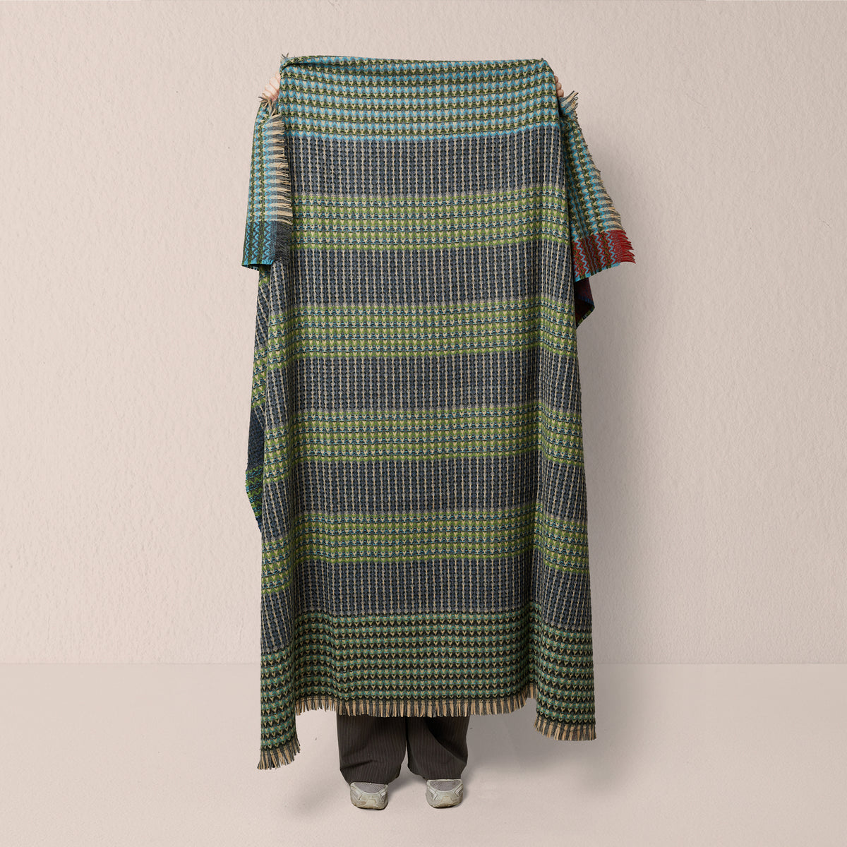 Goodee-Wallace Sewell-Shetland Wool Ripple Throw - Everglade - Color - Everglade