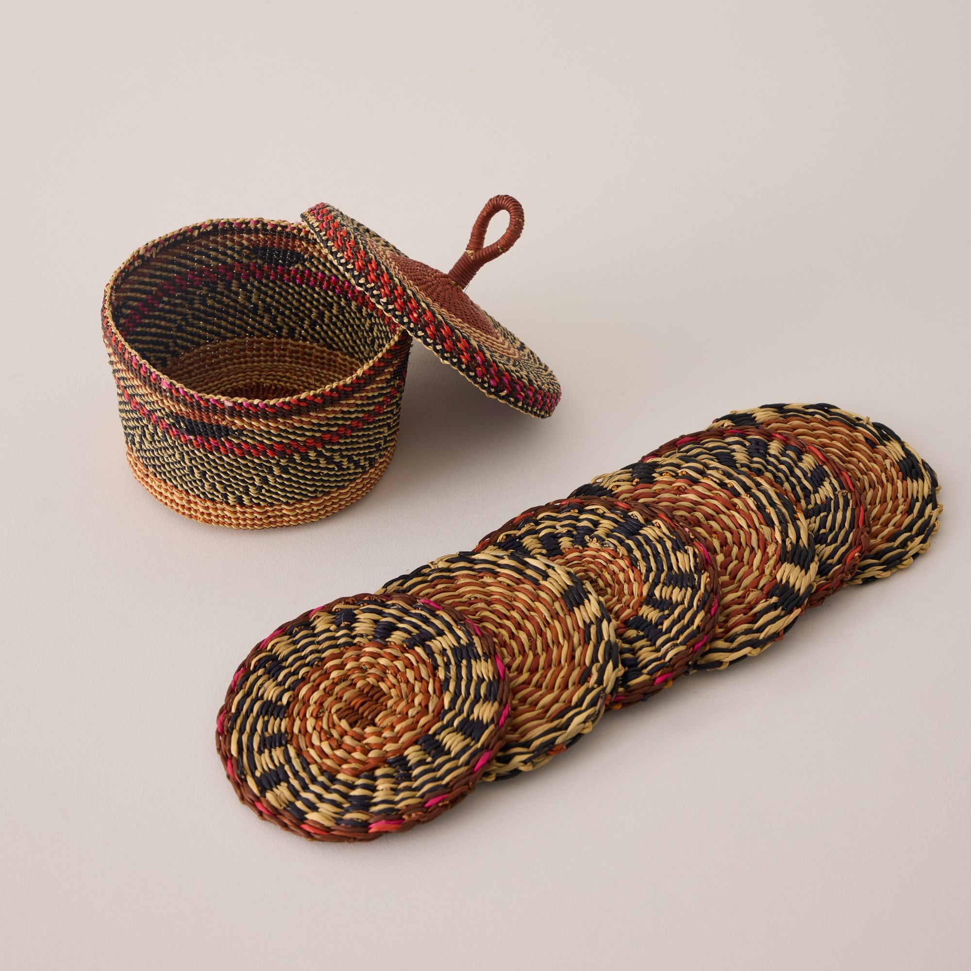 Goodee-Baba Tree-Coasters & Holder - Set of 6 - Exclusive - Color - Brown Multi