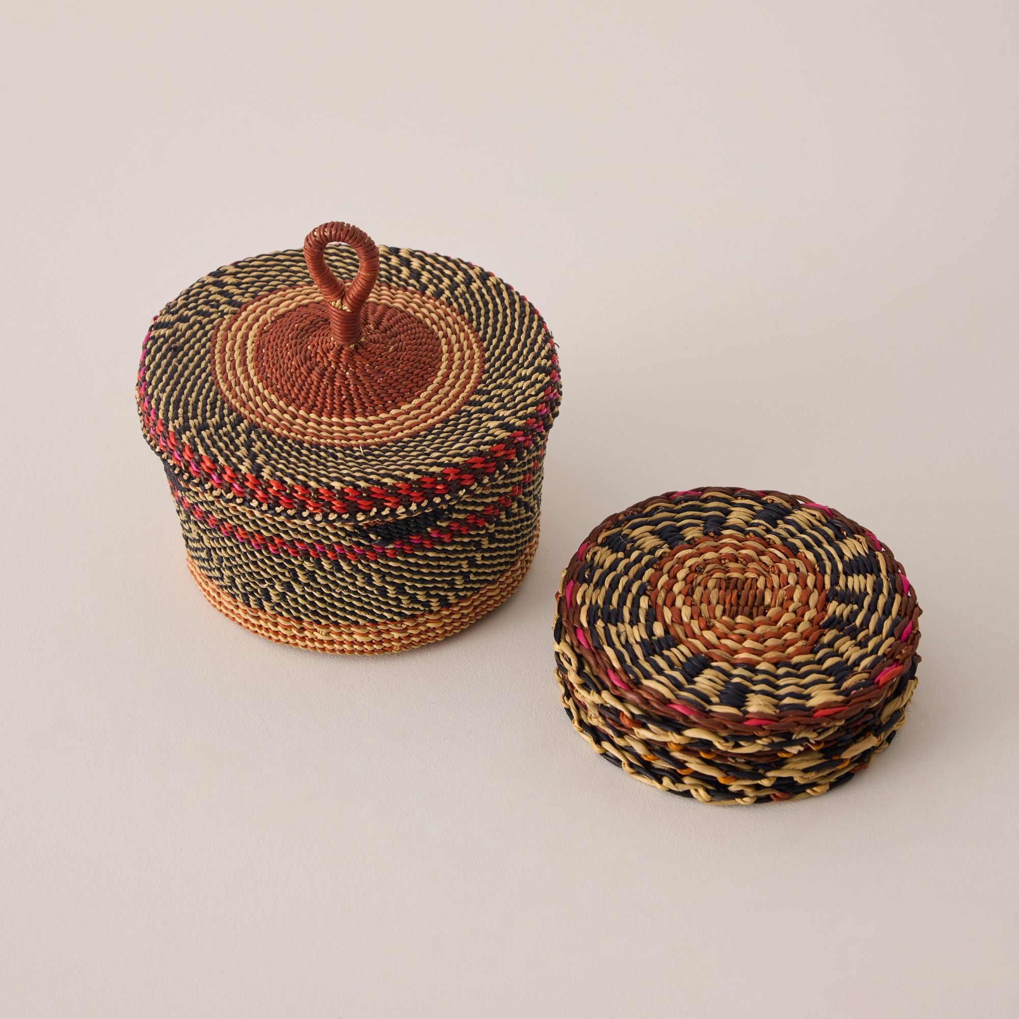 Goodee-Baba Tree-Coasters & Holder - Set of 6 - Exclusive - Color - Brown Multi