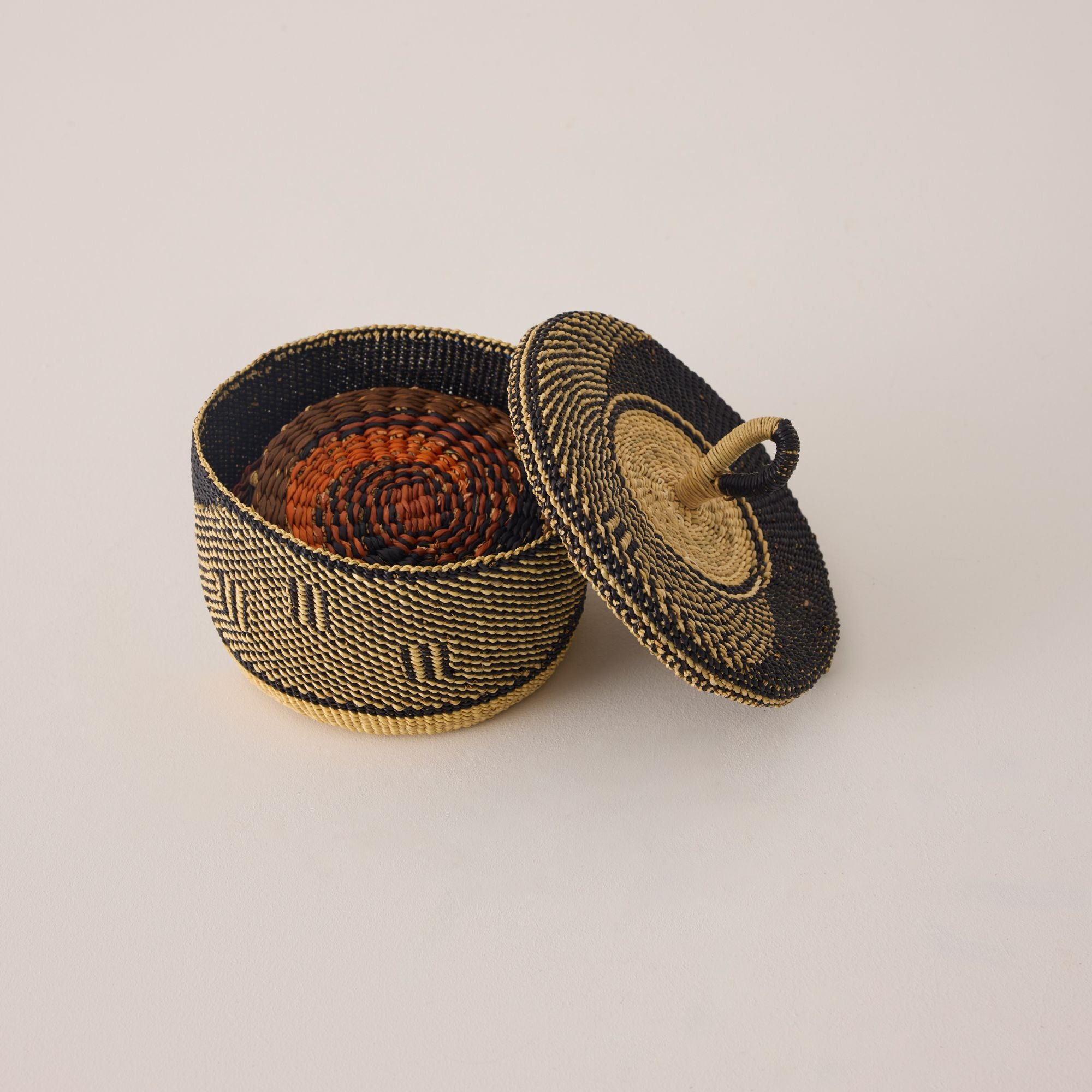 Goodee-Baba Tree-Coasters & Holder - Set of 6 - Exclusive - Color - Navy & Natural