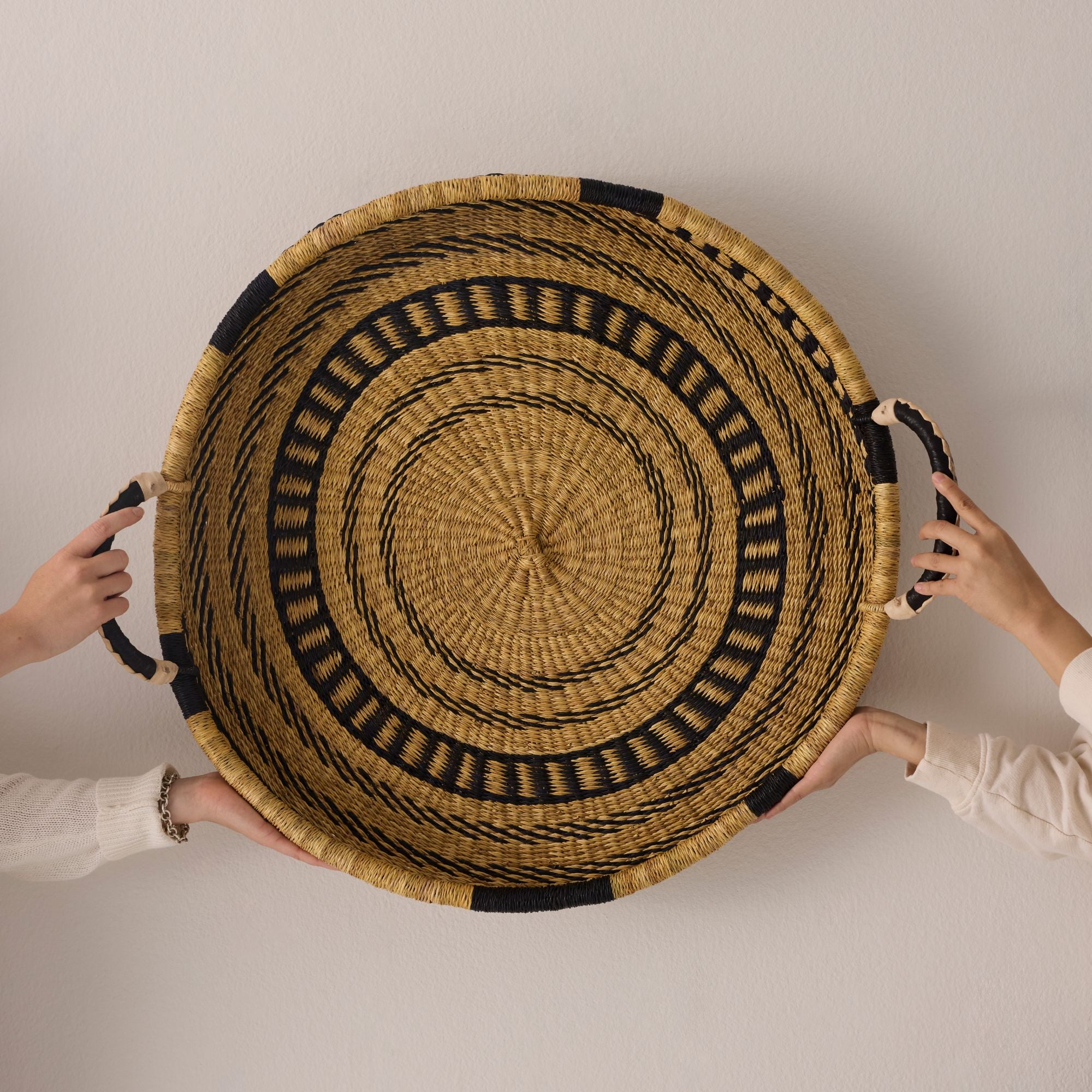 Goodee-Baba Tree-Large Woven Tray Wall Decor - Color - Black & Natural
