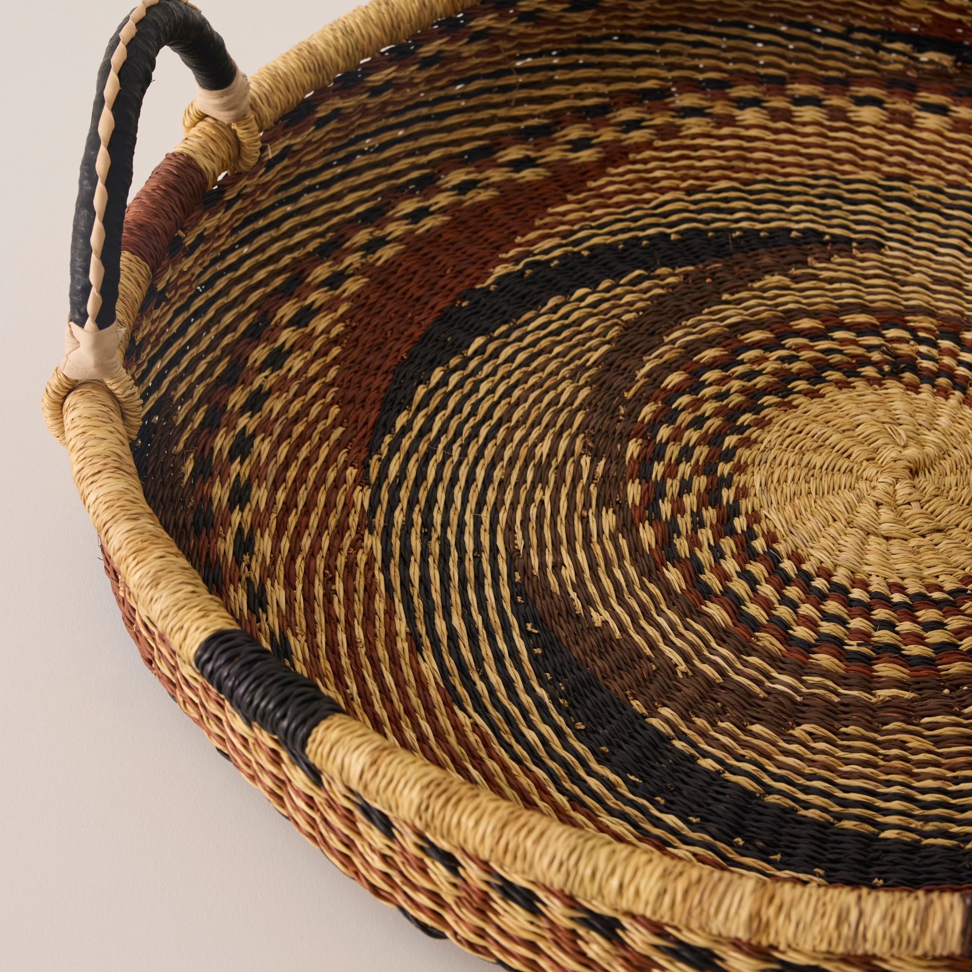 Goodee-Baba Tree-Large Woven Tray Wall Decor - Color - Burgundy & Brown
