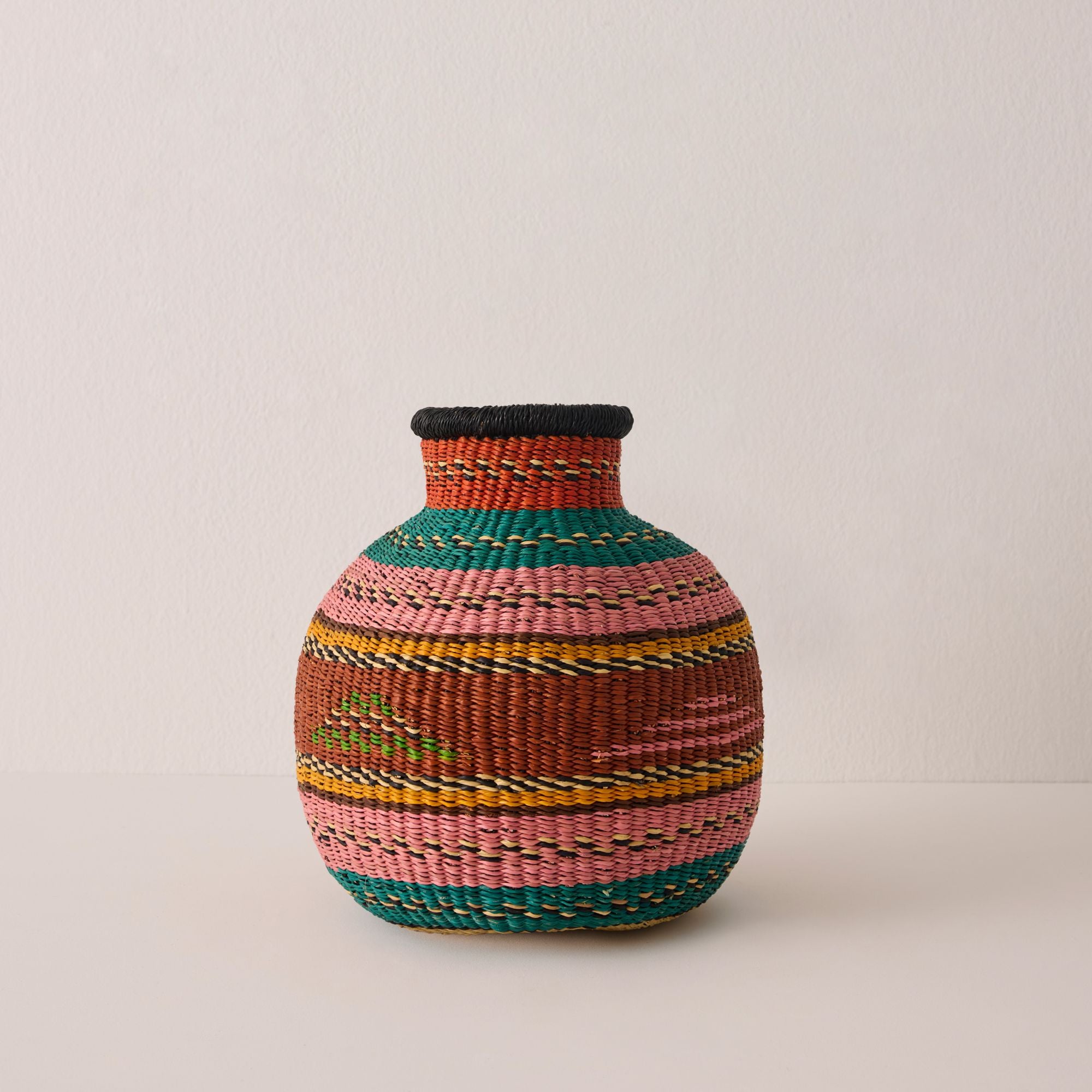 Goodee-Baba Tree-Small Jemima Decor Basket - Color - Pink, Turquoise & Red