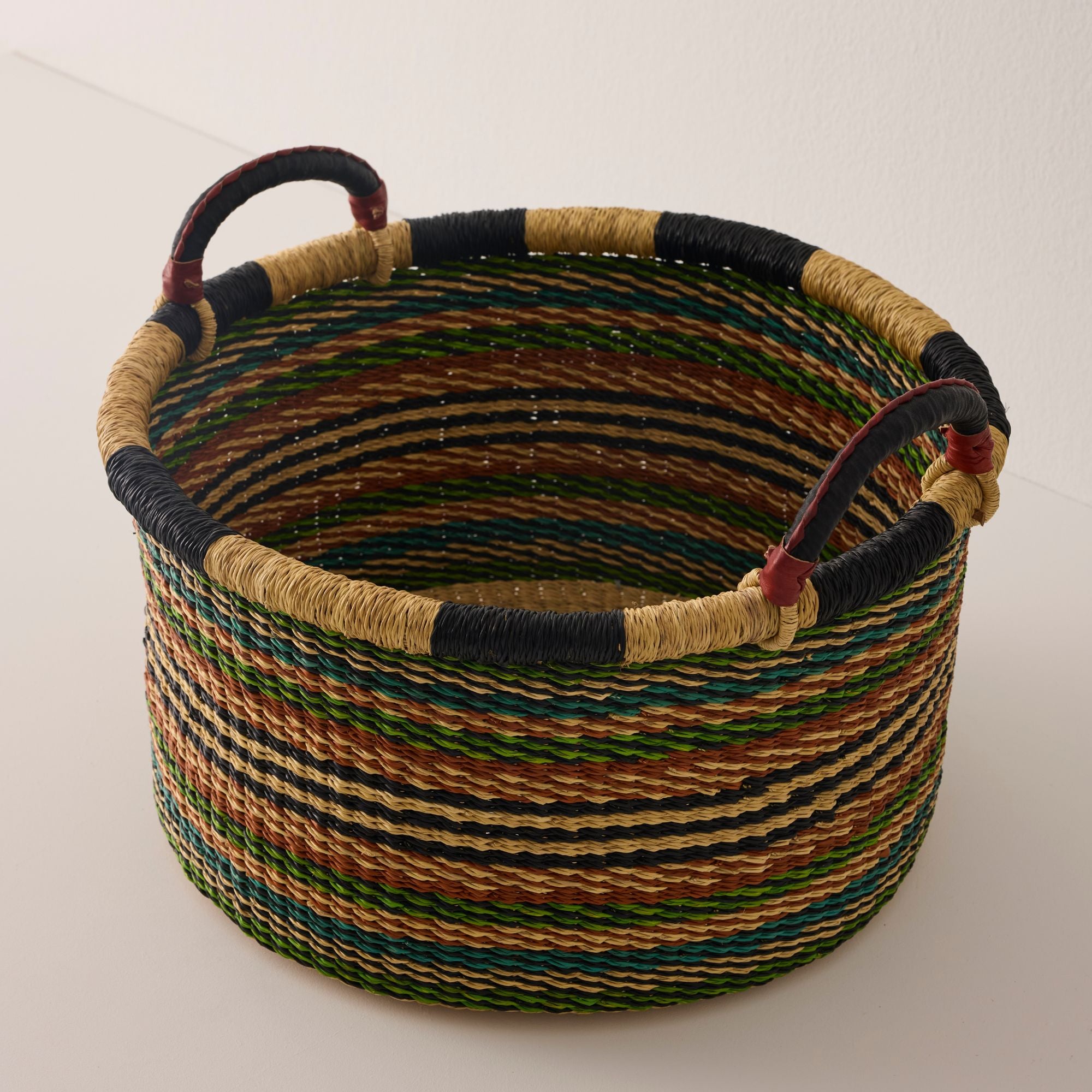 Goodee-Baba Tree- Small Woven Short Basket - Color - Multi Stripes