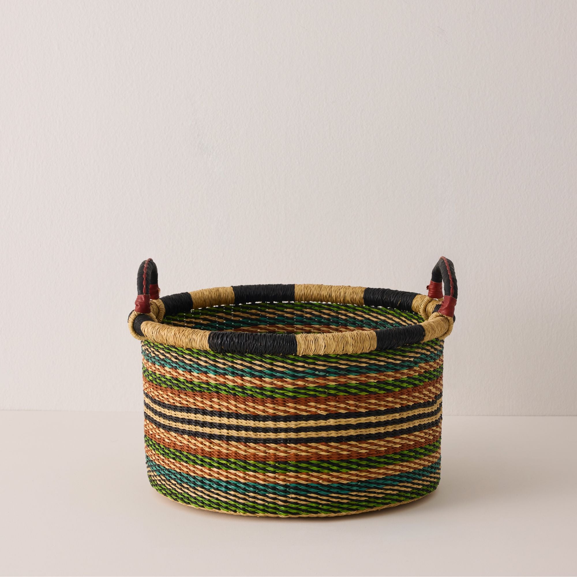 Goodee-Baba Tree- Small Woven Short Basket - Color - Multi Stripes