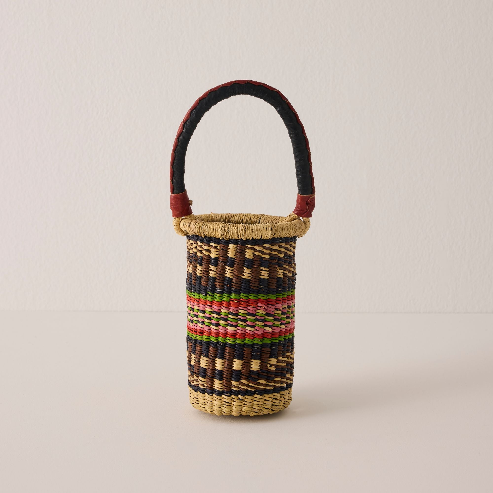 Goodee-Baba Tree-Wine Bottle Basket - Exclusive - Color - Brown & Pink