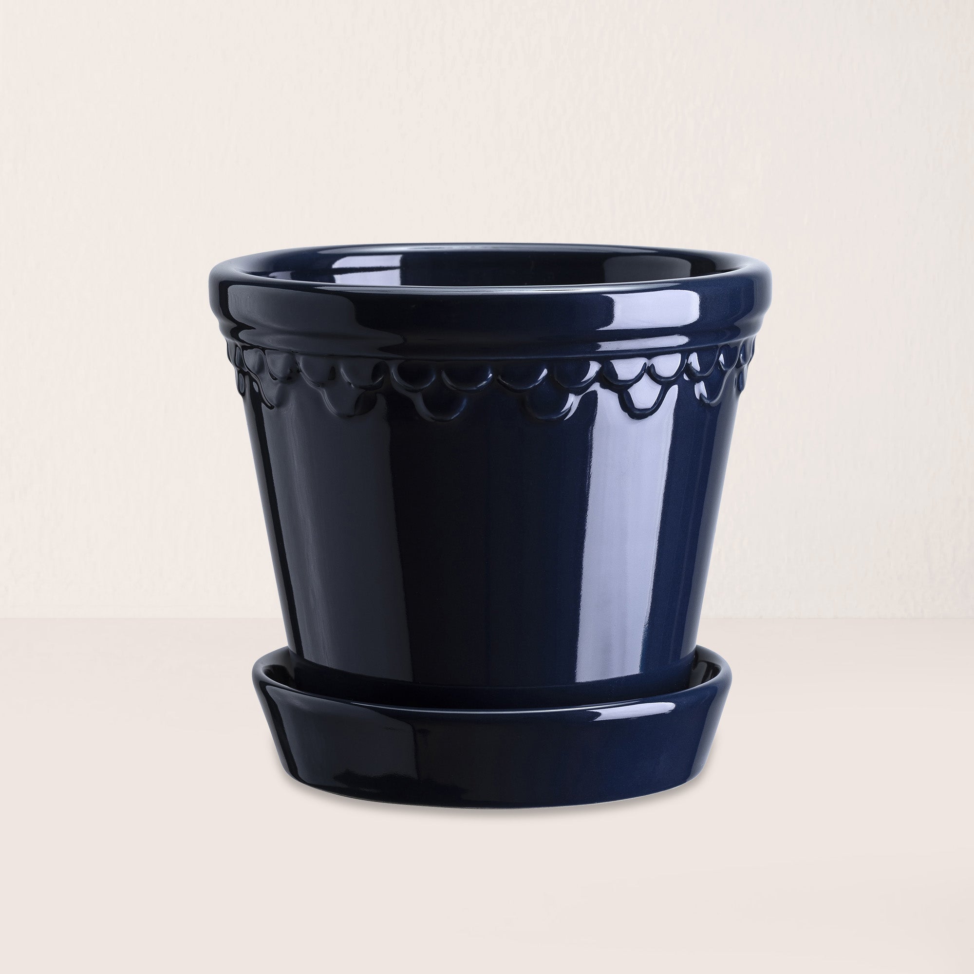 Goodee-Bergs Potter-Copenhagen Ø14 Planter & Saucer - Color - Sapphire Blue Glazed