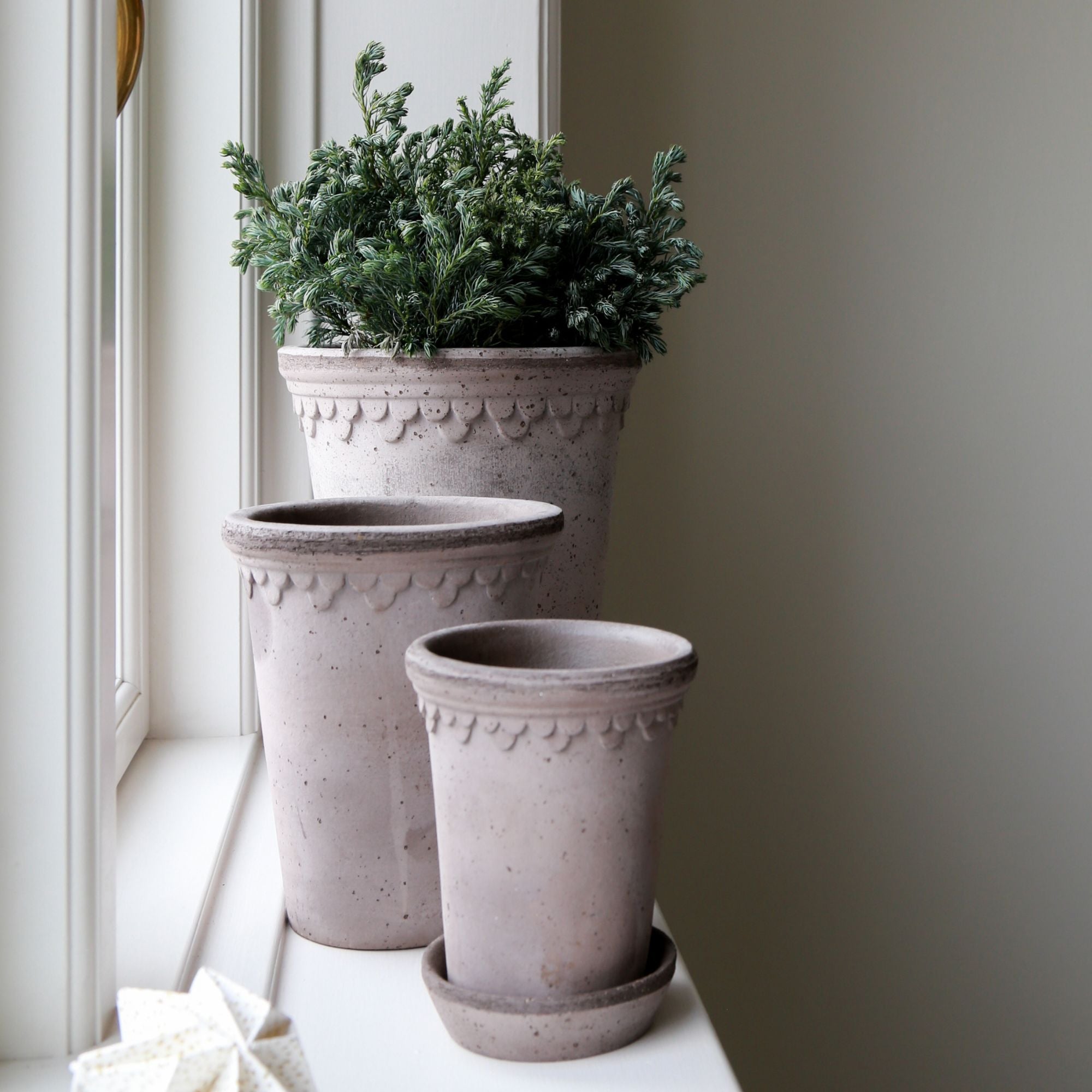 Goodee-Bergs Potter-Copenhagen Tall Planter & Saucer - Color - Raw Grey