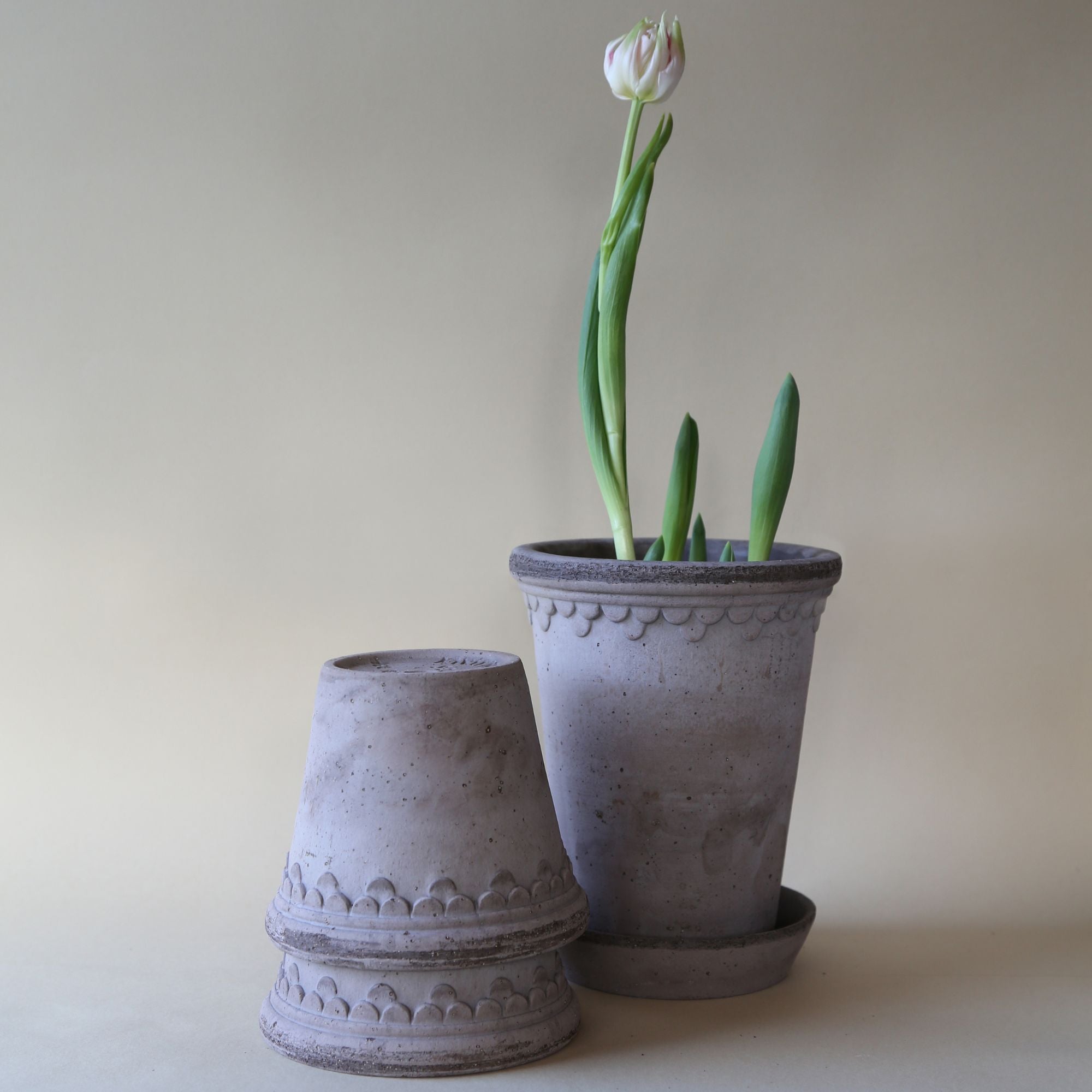 Goodee Potter-Copenhagen Ø18 Jardinière et soucoupe haute - Couleur - Gris brut