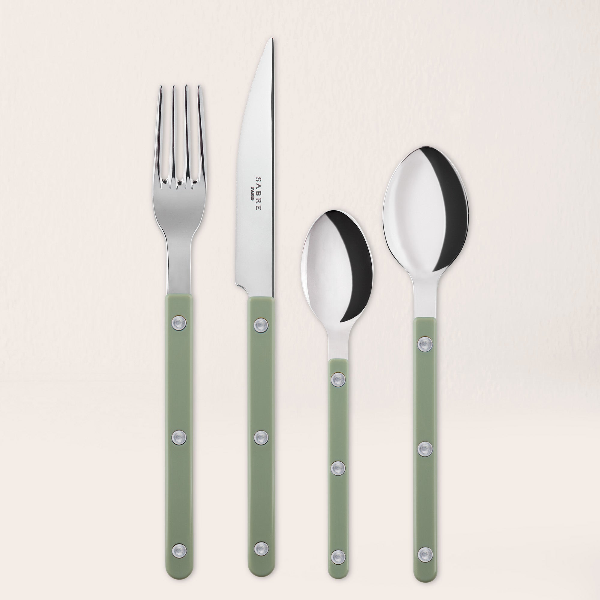 Goodee-Sabre Paris-Bistrot Solid Flatware - Set of 4 - Color - Asparagus/Shiny