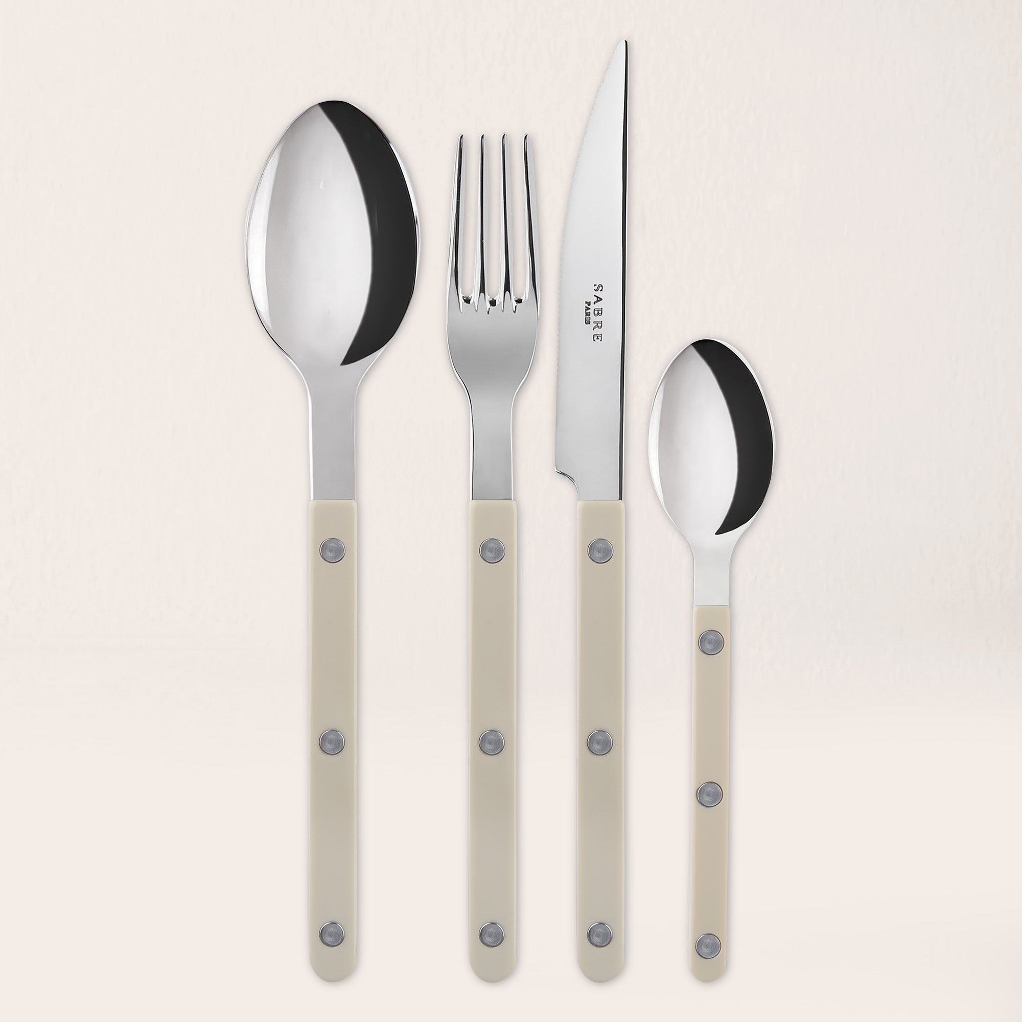 Goodee-Sabre Paris-Bistrot Solid Flatware - Set of 4 - Color - Kaki/Shiny