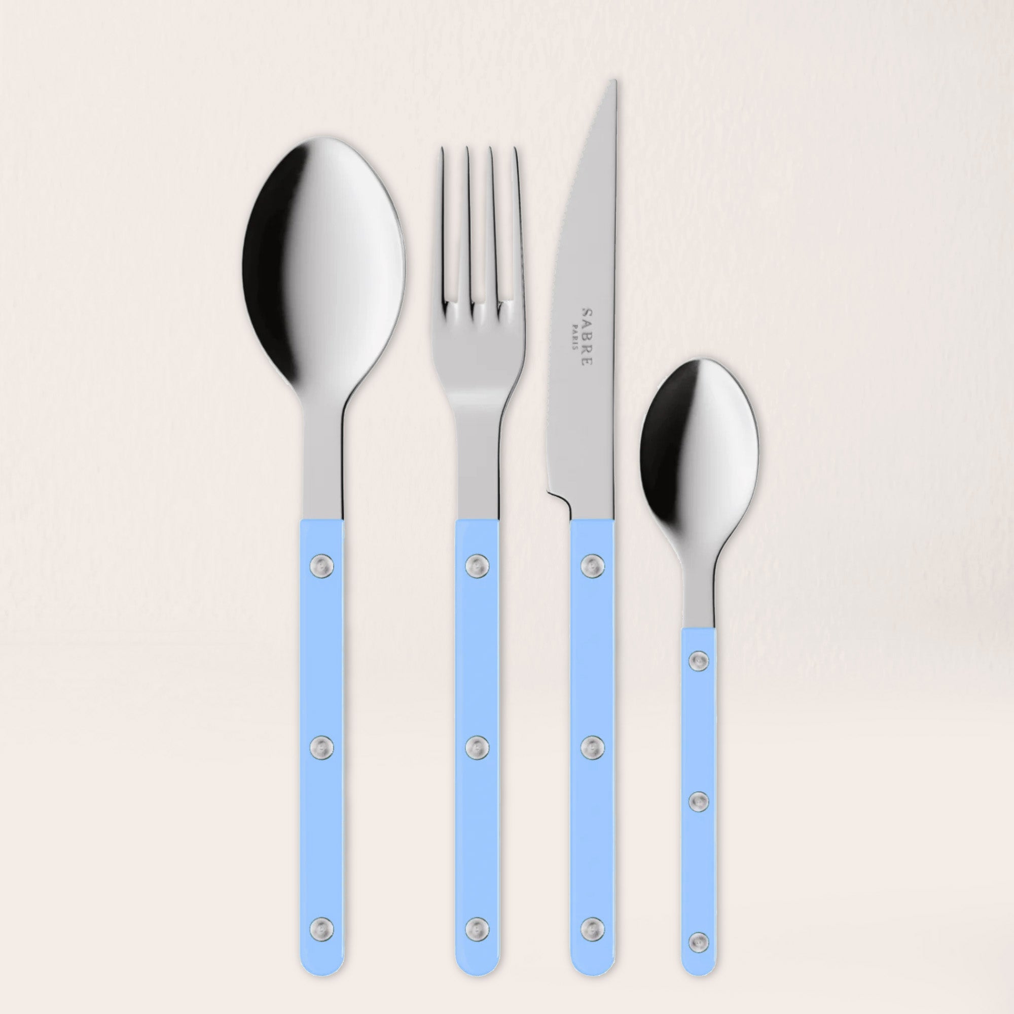 Goodee-Sabre Paris-Bistrot Solid Flatware - Set of 4 - Color - Pastel Blue/Shiny
