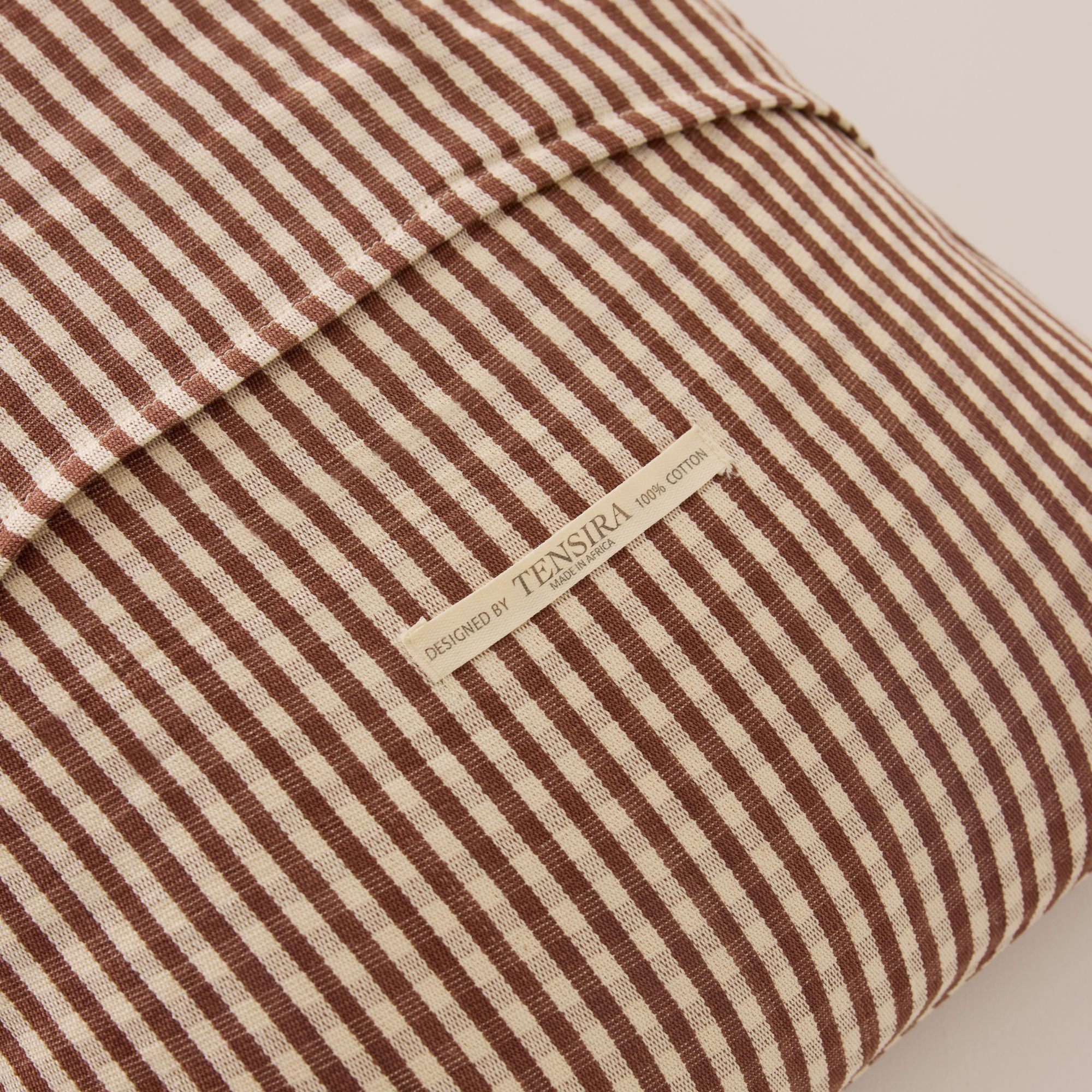 Goodee-Tensira-Long Cushion in Kapok with Removable Cover - Color - Chocolate & Off-White Gingham