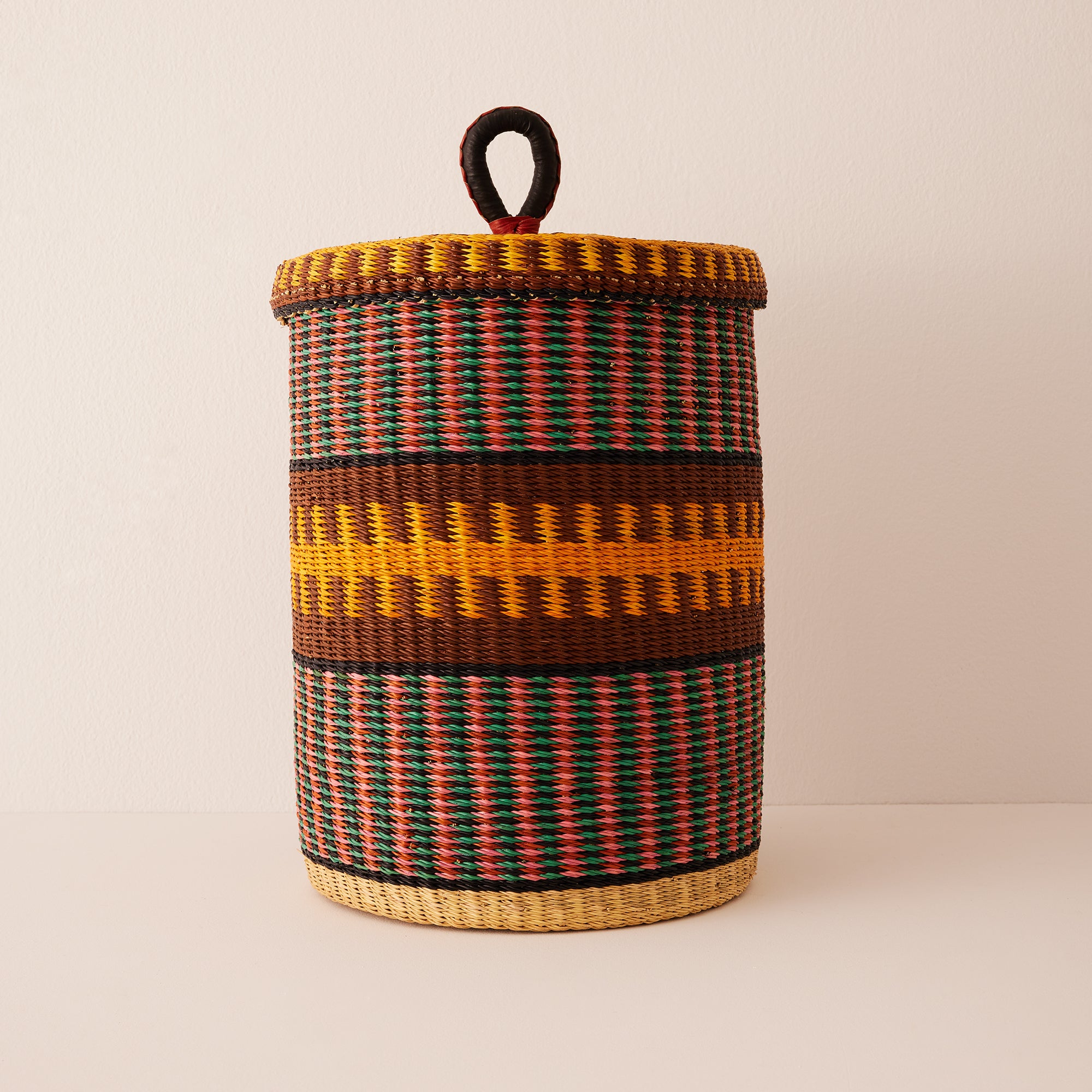 Goodee-Baba Tree-Small Laundry Basket - Color - Ochre & Burgundy