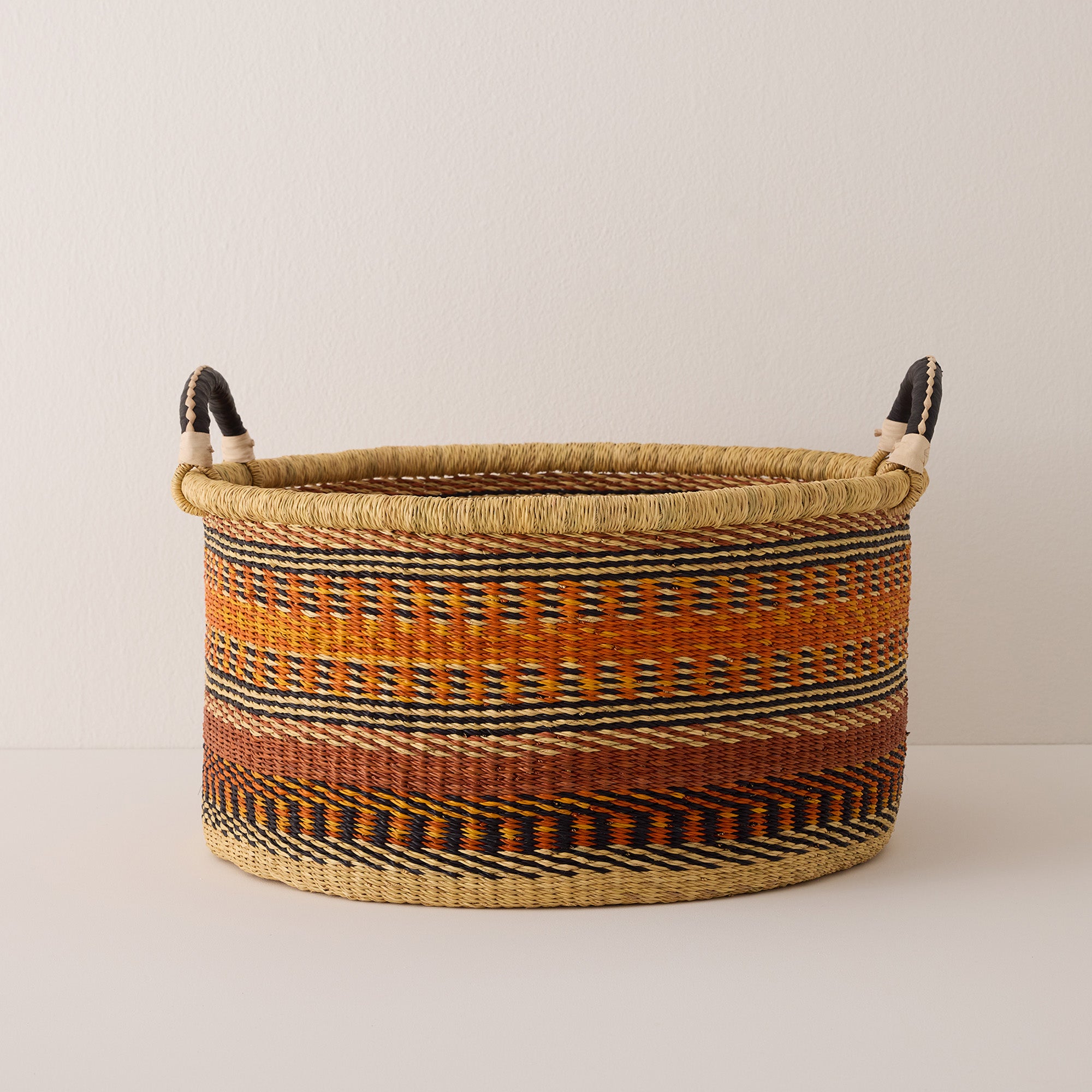 Goodee-Baba Tree-Large Woven Short Basket - Color - Multi Yellow