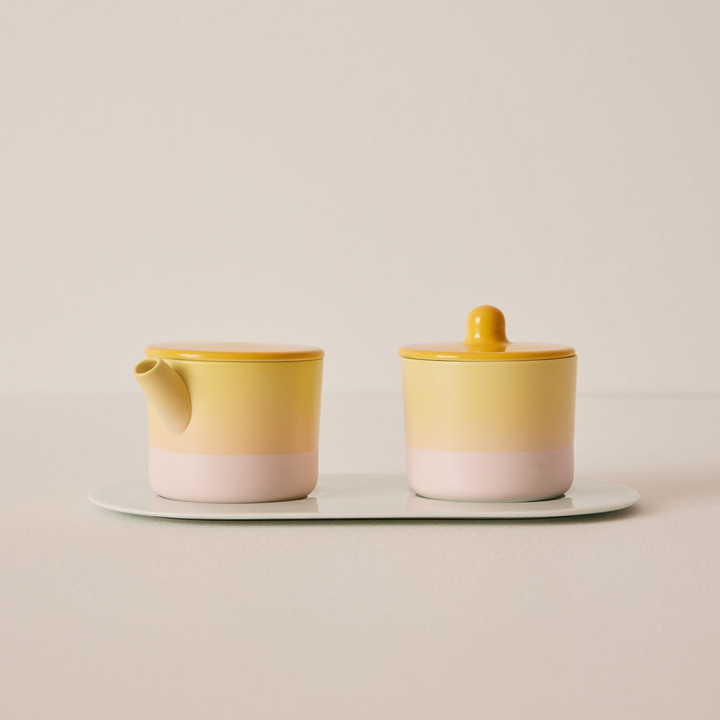Goodee-1616/Arita Japan-Milk & Sugar Set - Color - Yellow & Light Pink
