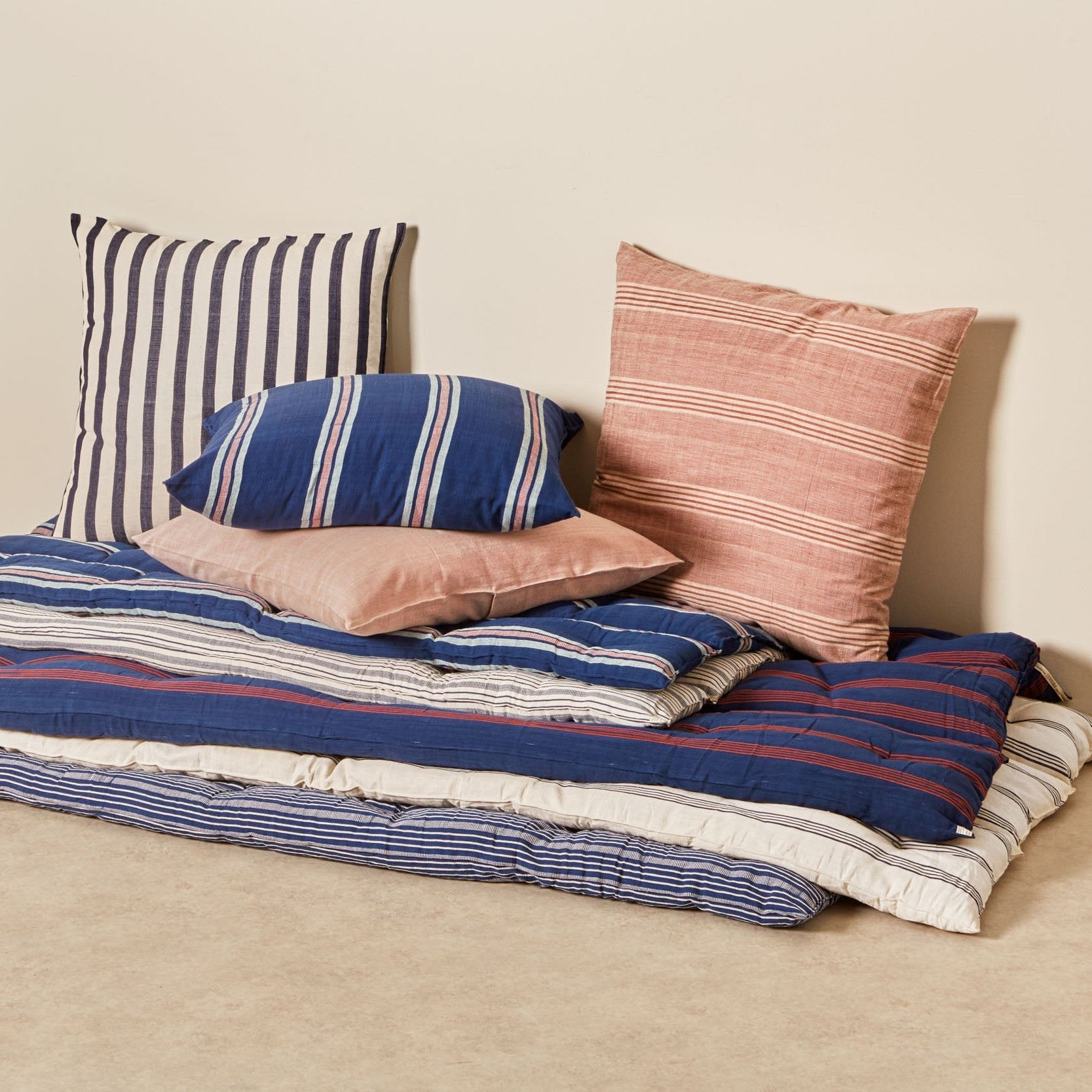 Goodee-Tensira-Kapok Mattress Topper Rectangular - Color - Red Aqua & Navy Blue