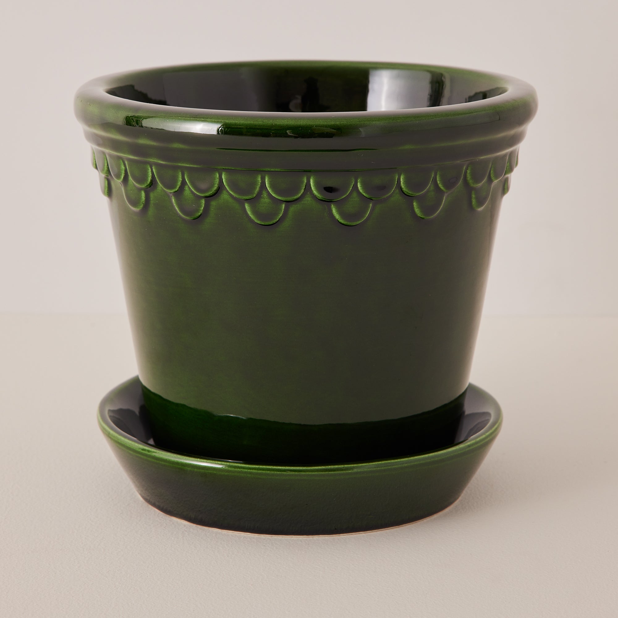 Goodee-Bergs Potter-Copenhagen Ø18 Planter & Saucer - Color - Emerald Glazed