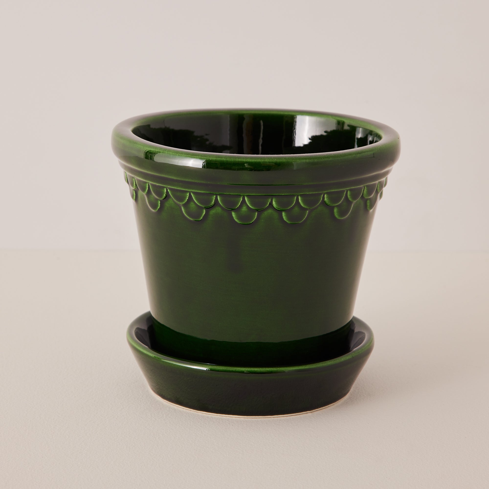 Goodee-Bergs Potter-Copenhagen Ø14 Planter & Saucer - Color - Emerald Glazed