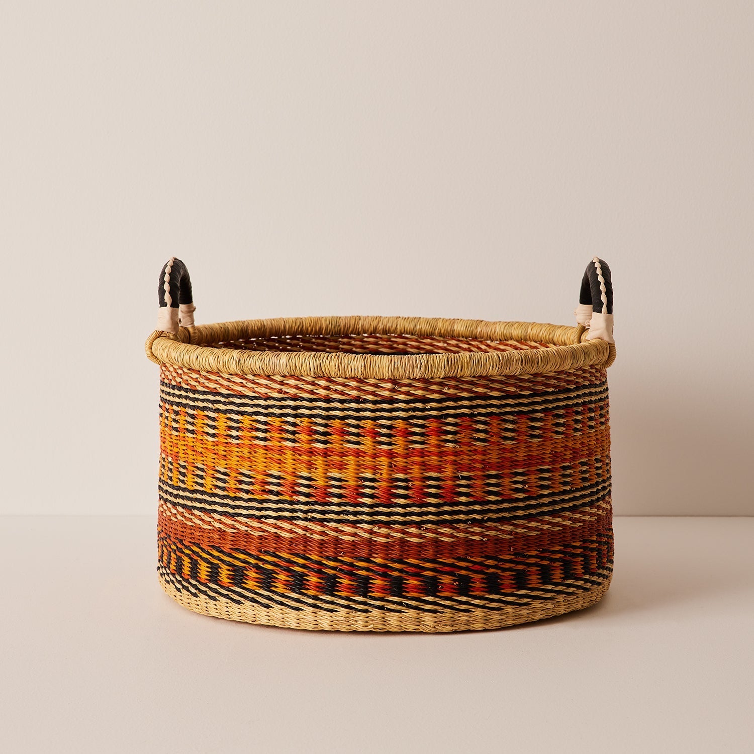 Goodee-Baba Tree-Medium Woven Short Basket - Color - Multi Yellow