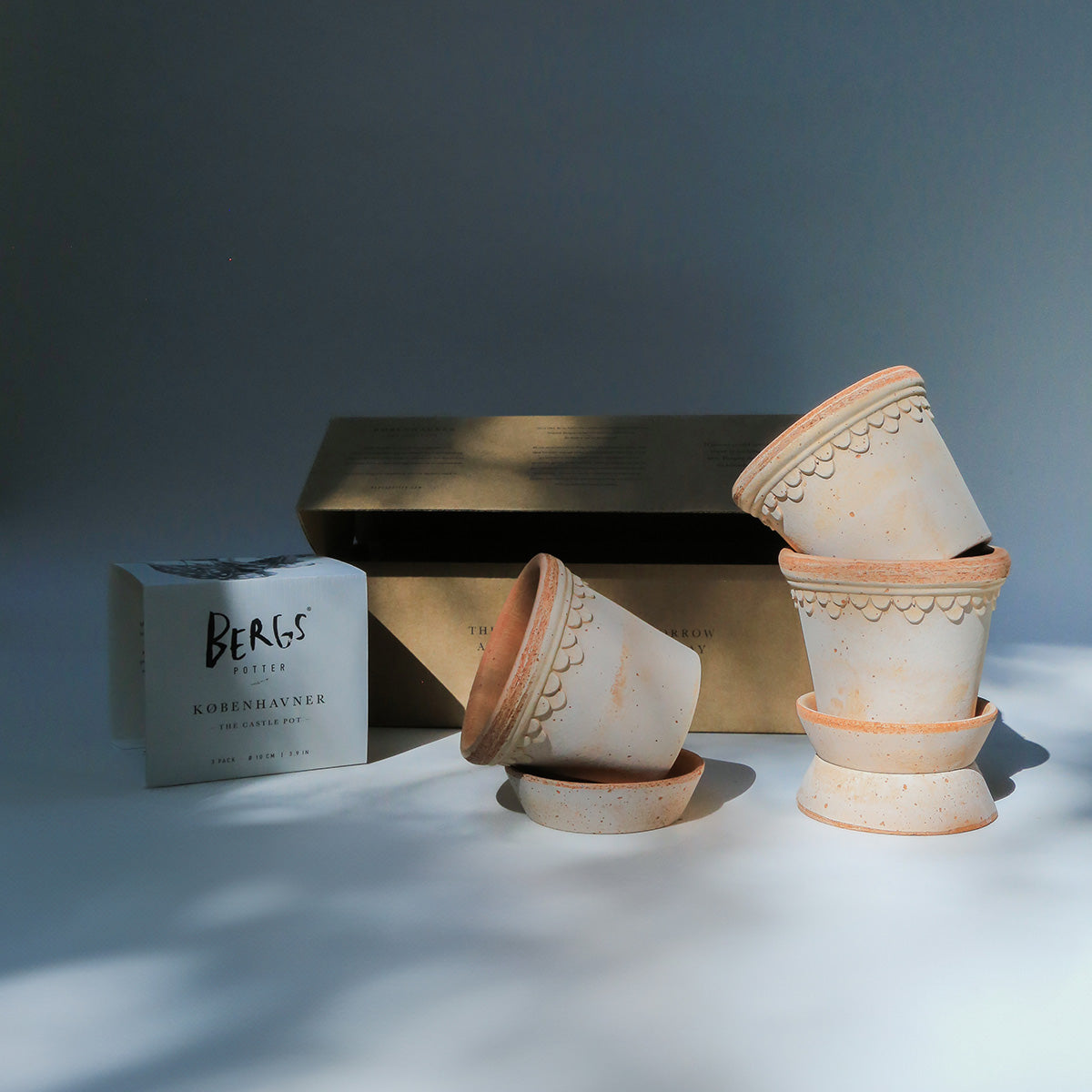 Goodee-Bergs Potter-Copenhagen Ø10 Planter & Saucer - Set of 3 - Color - Raw Rosa