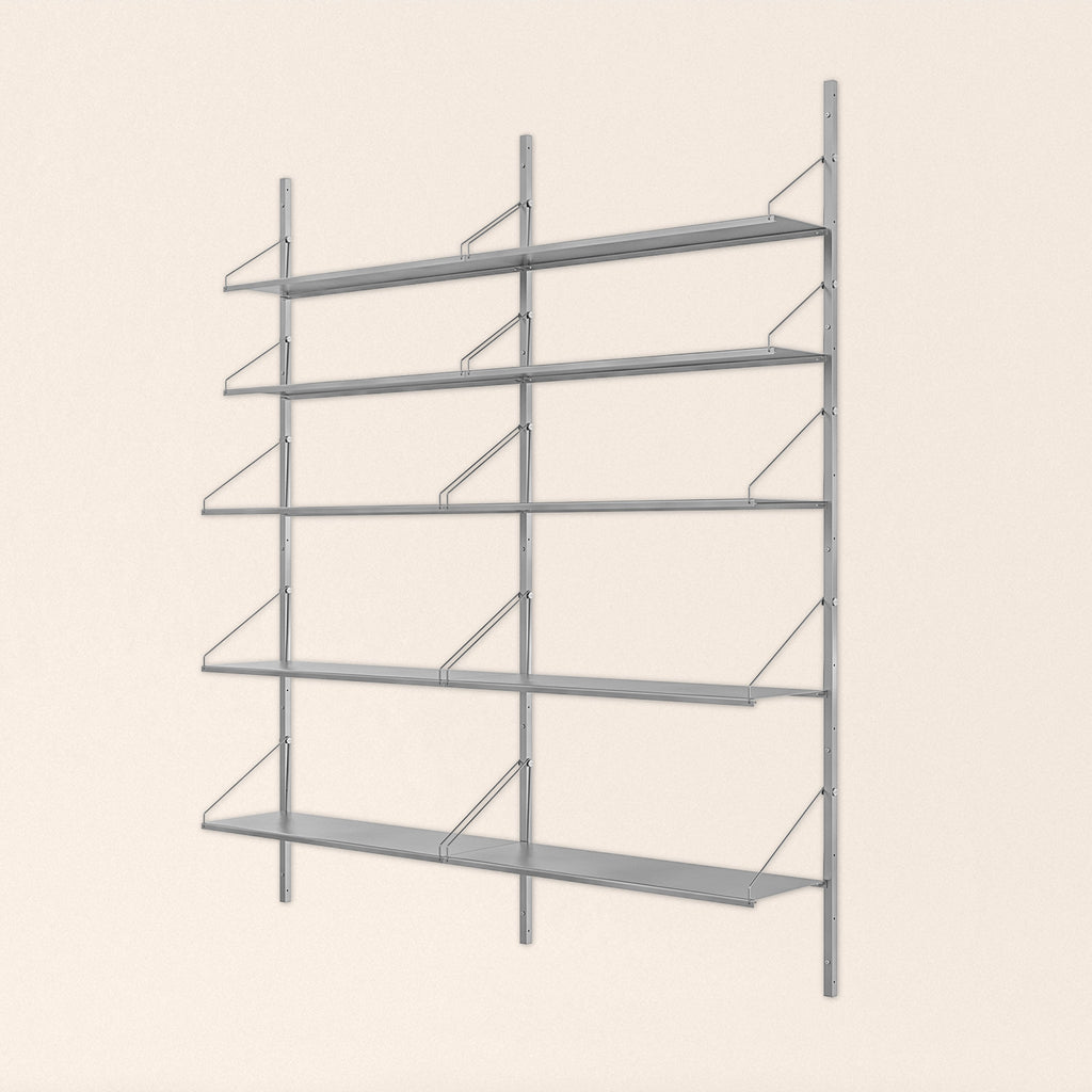 Goodee-Frama-Shelf Library Stainless Steel | Double Section - Size - 5 Shelves