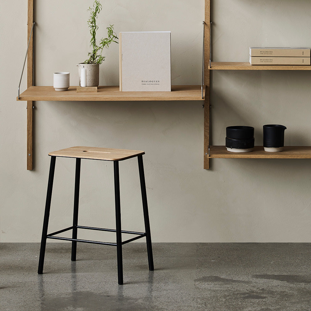 Goodee-Frama-Adam Stool - Size - H50 - Color - Oak & Black