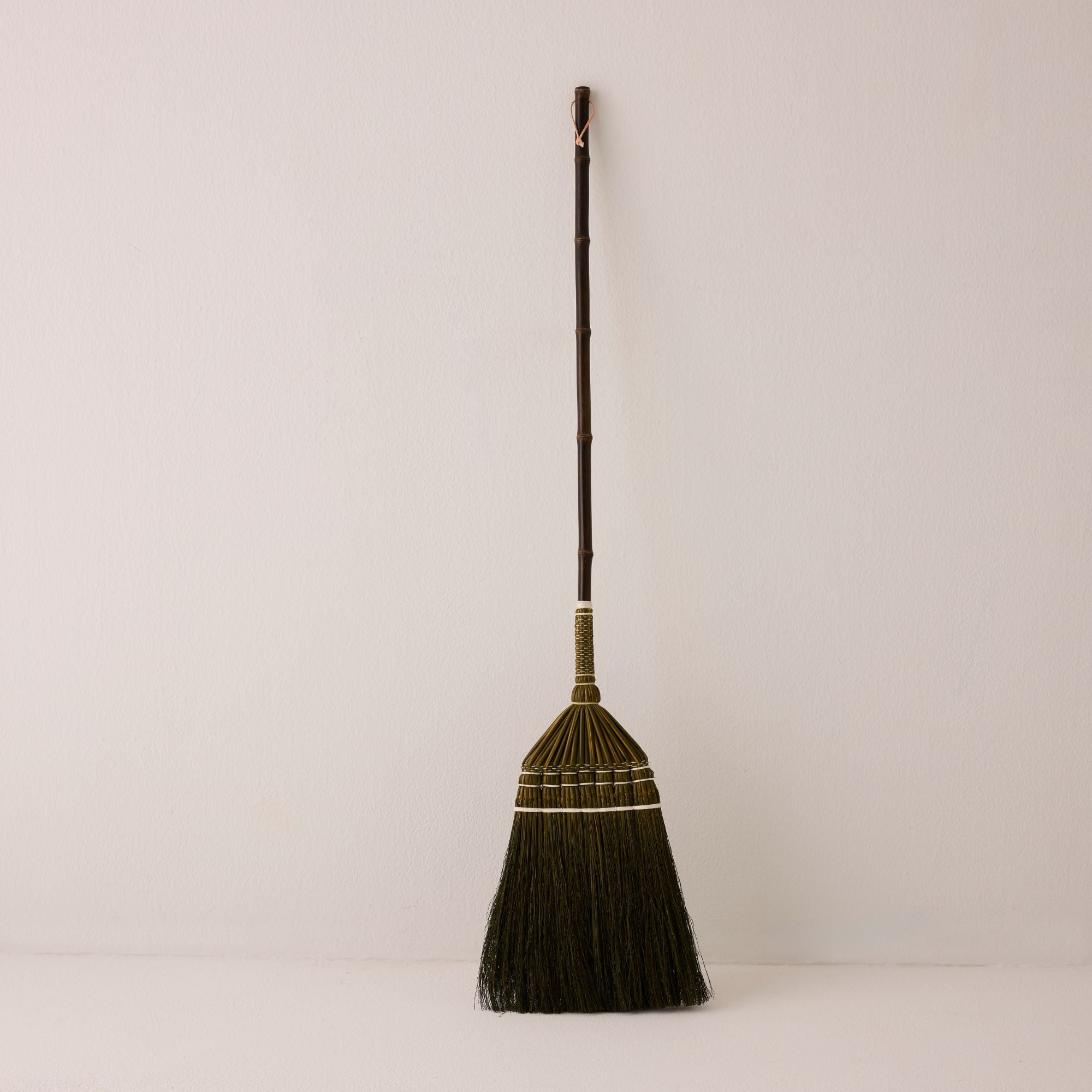 Goodee-Baan Boon-Bamboo Handle Broom - Olive & White - Color - Olive & White